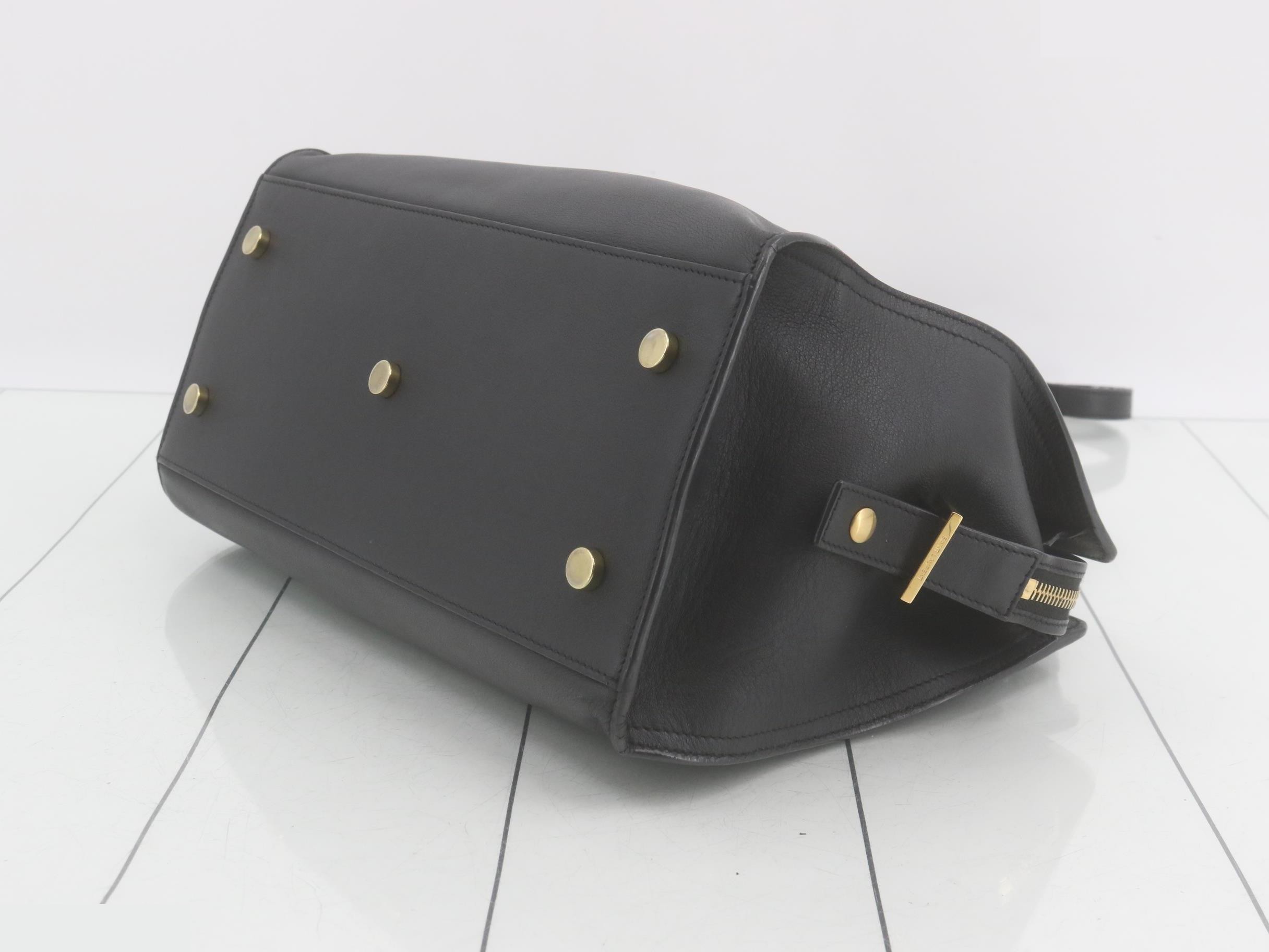 Saint Laurent Cabas Small Leather 2-Way Shoulder Handbag, Black — view 6