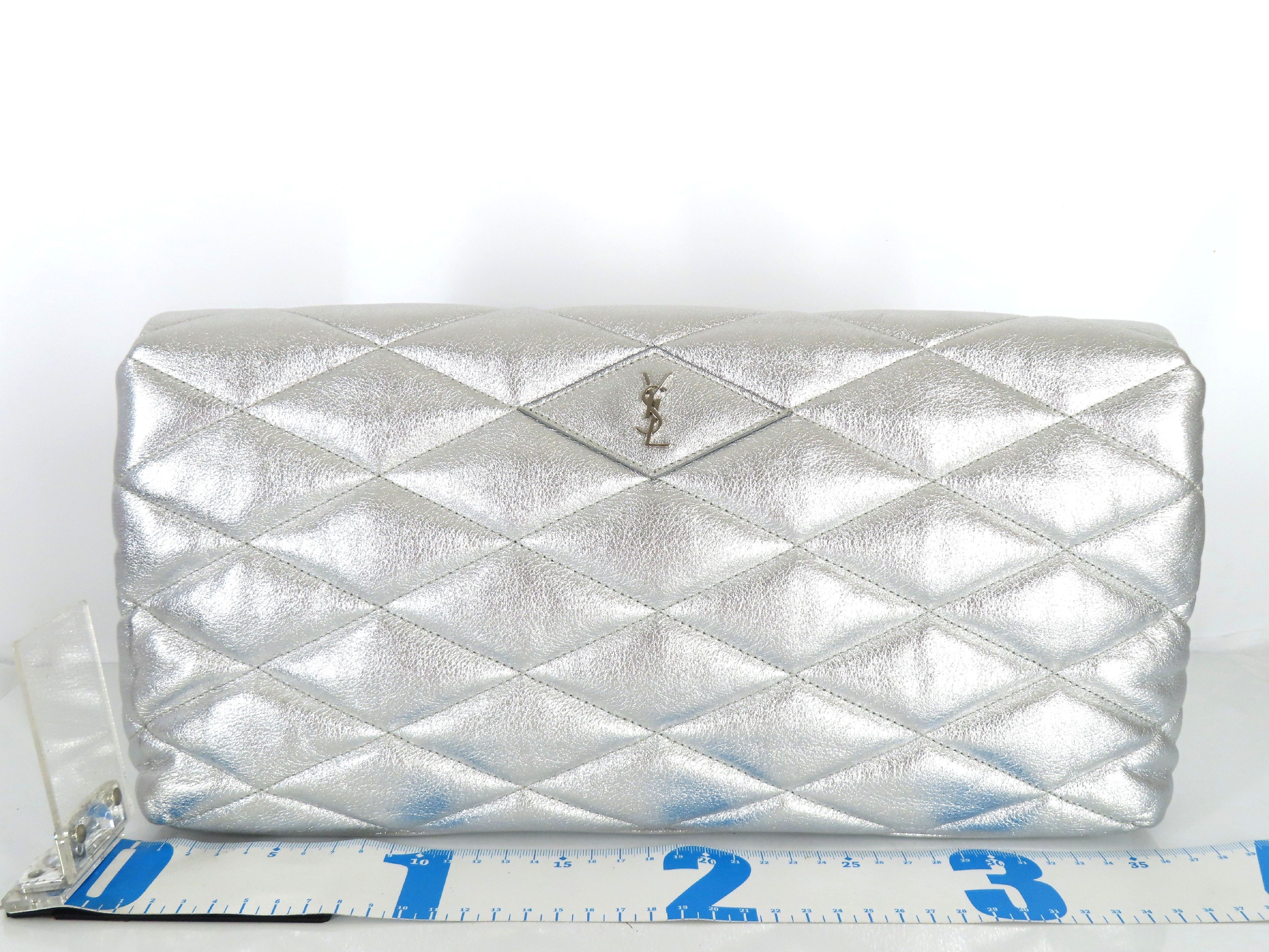 DU- Paris Leather Clutch Bag Silver 655004 Clutch Bag — view 2