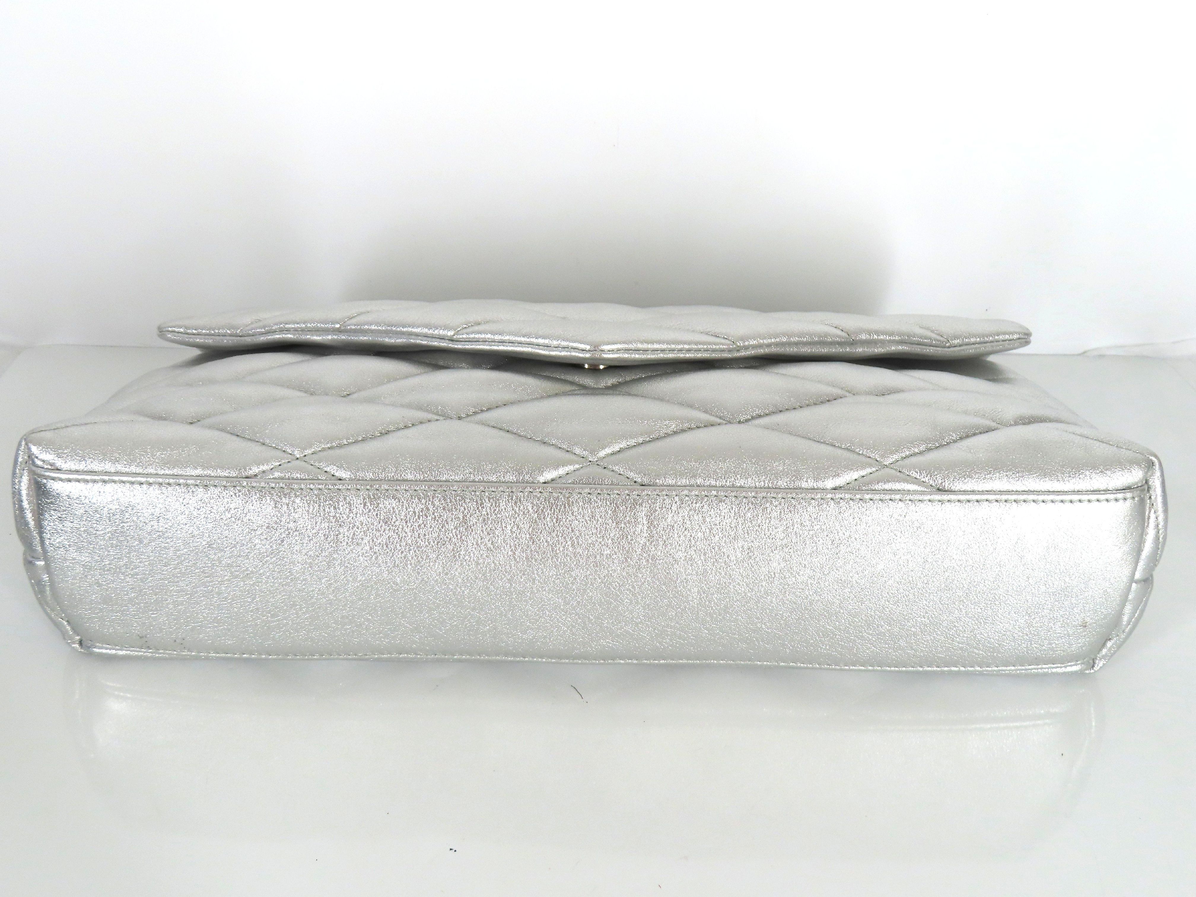 DU- Paris Leather Clutch Bag Silver 655004 Clutch Bag — view 4