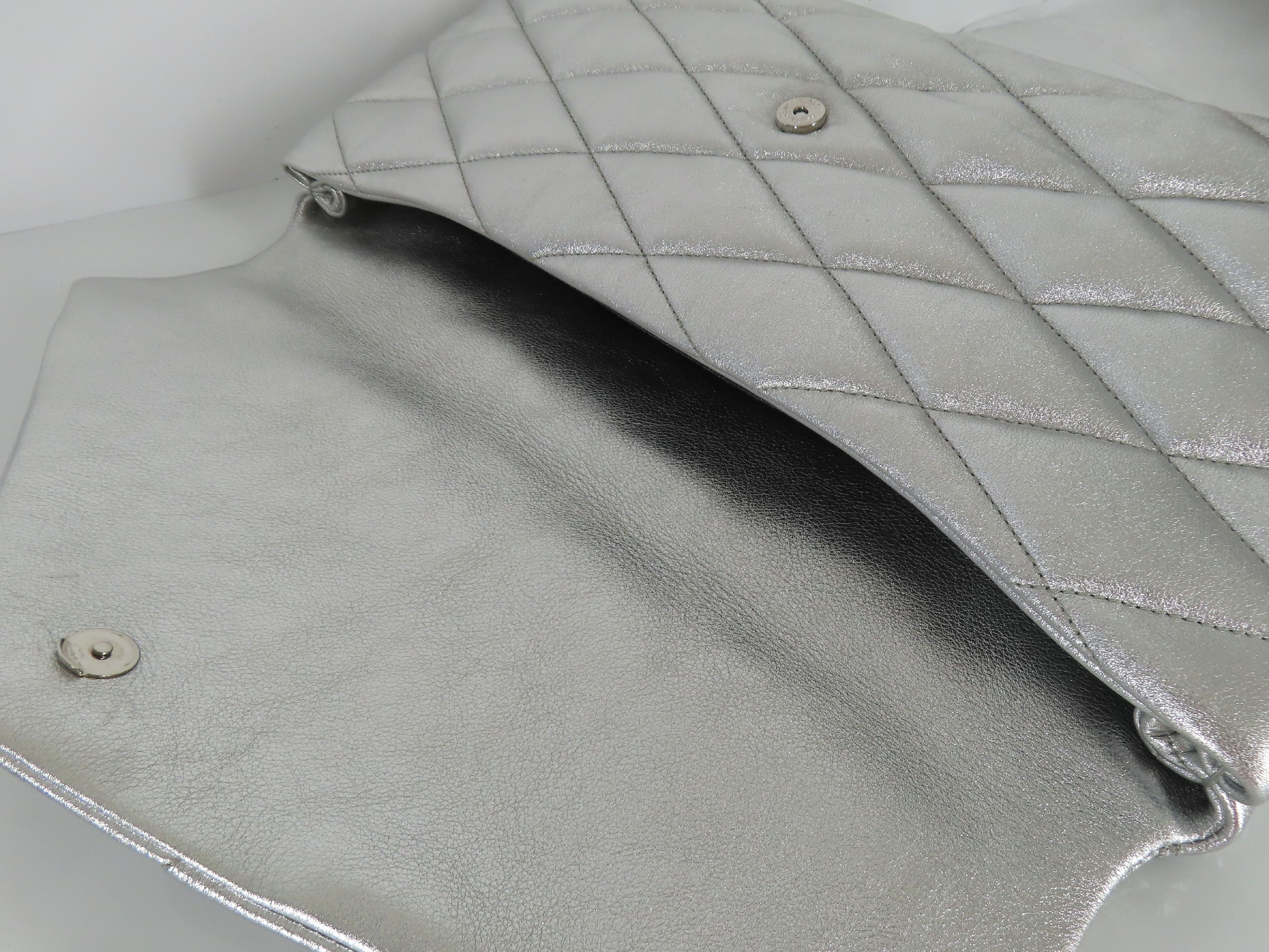 DU- Paris Leather Clutch Bag Silver 655004 Clutch Bag — view 5