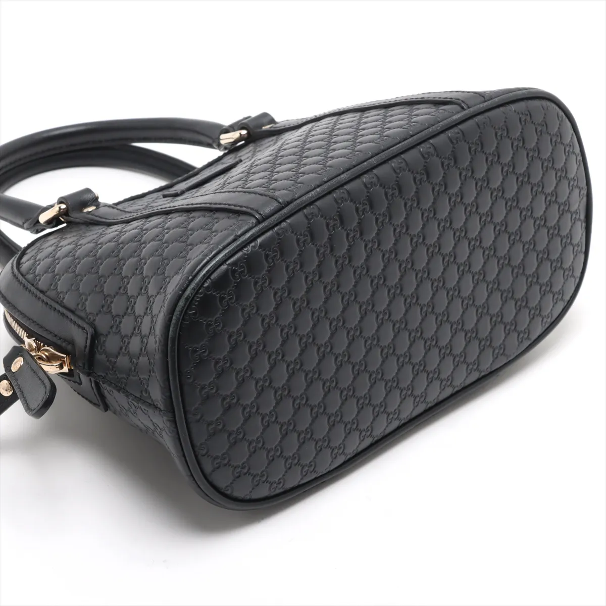 Micro Guccisima Leather 2WAY Handbag Black 449654 — view 4