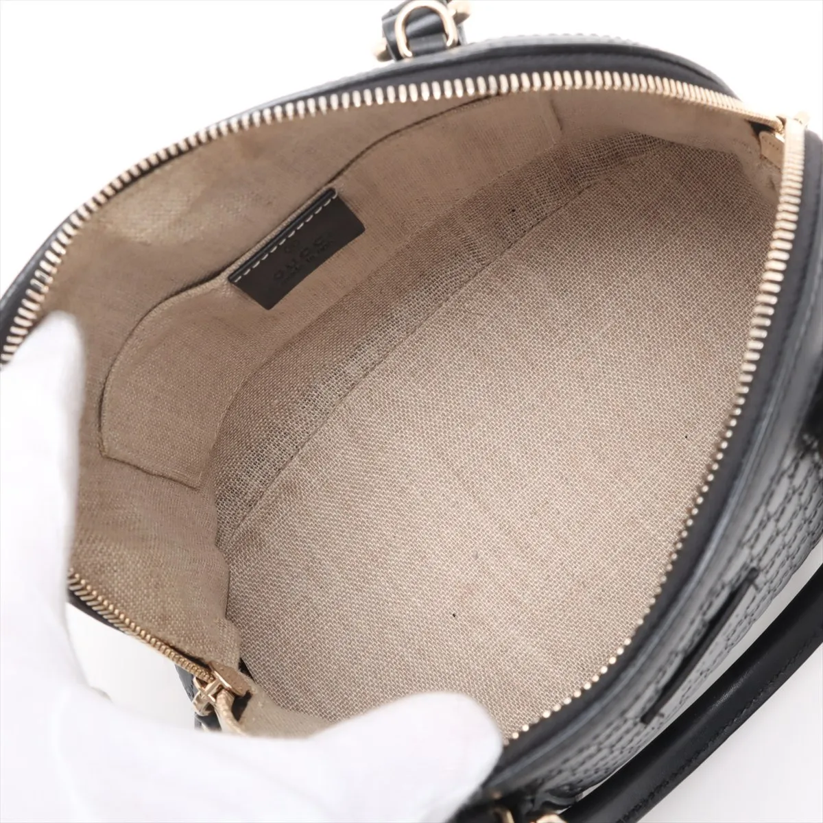 Micro Guccisima Leather 2WAY Handbag Black 449654 — view 8