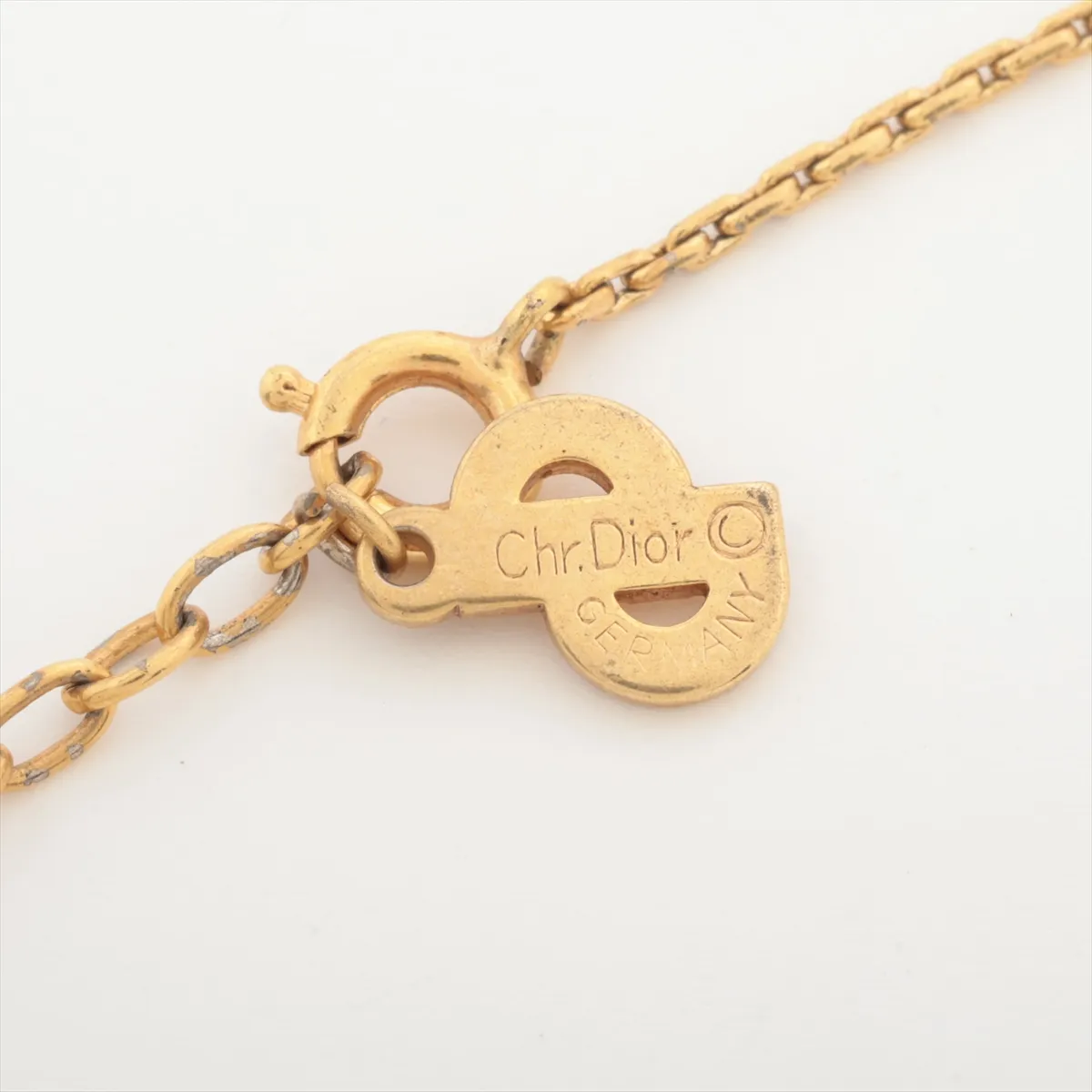 necklace, gold and black, with rhinestones. Shows signs of wear, including — view 4