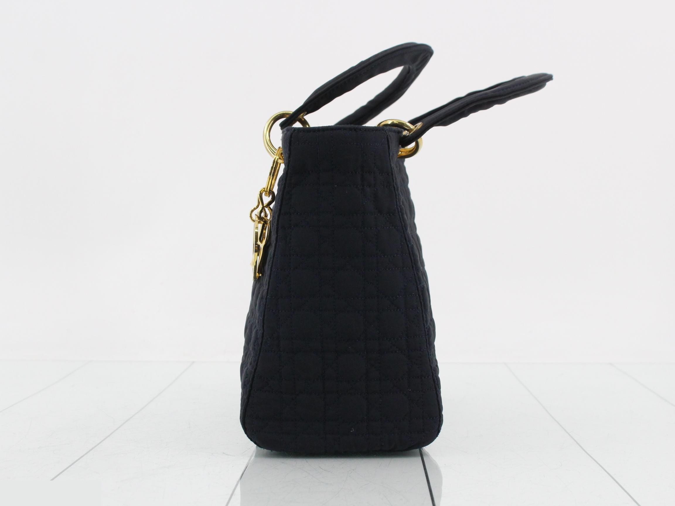 Lady Dior Cannage Canvas Handbag — view 3