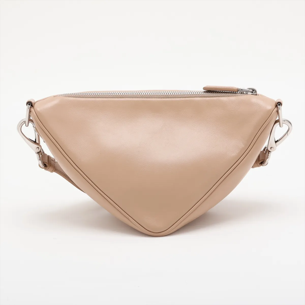 Triangle Leather Shoulder Bag, Beige — view 2