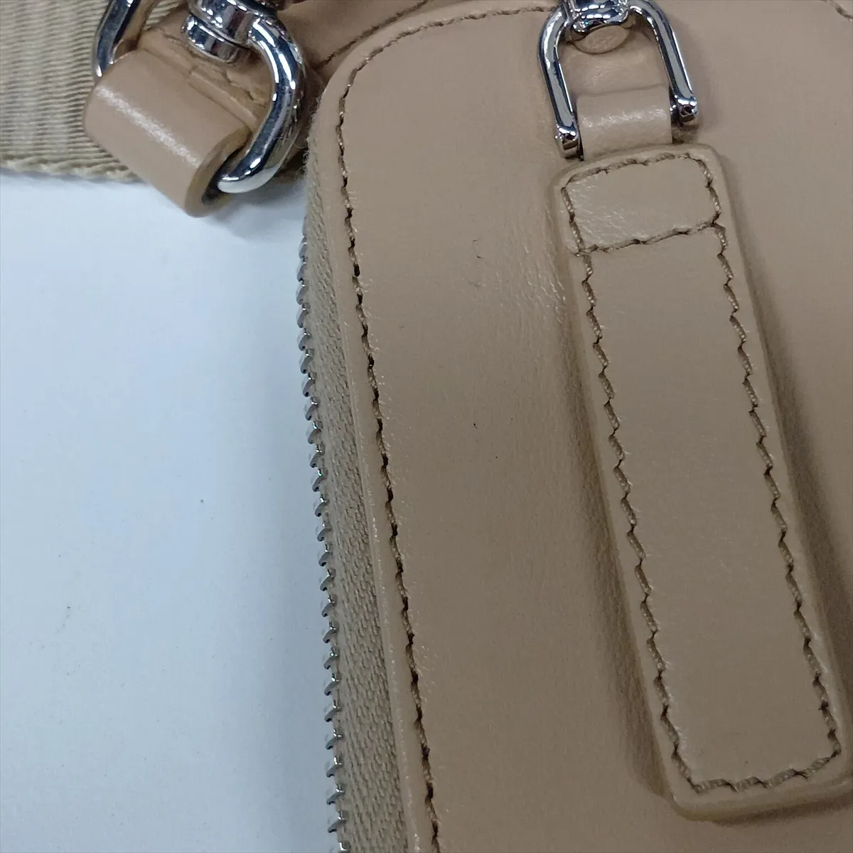 Triangle Leather Shoulder Bag, Beige — view 12