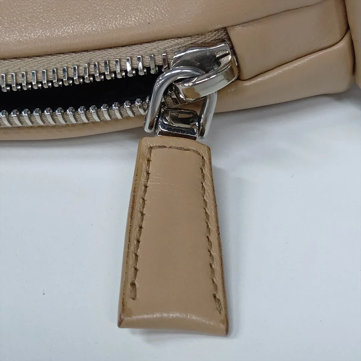 Triangle Leather Shoulder Bag, Beige — view 9
