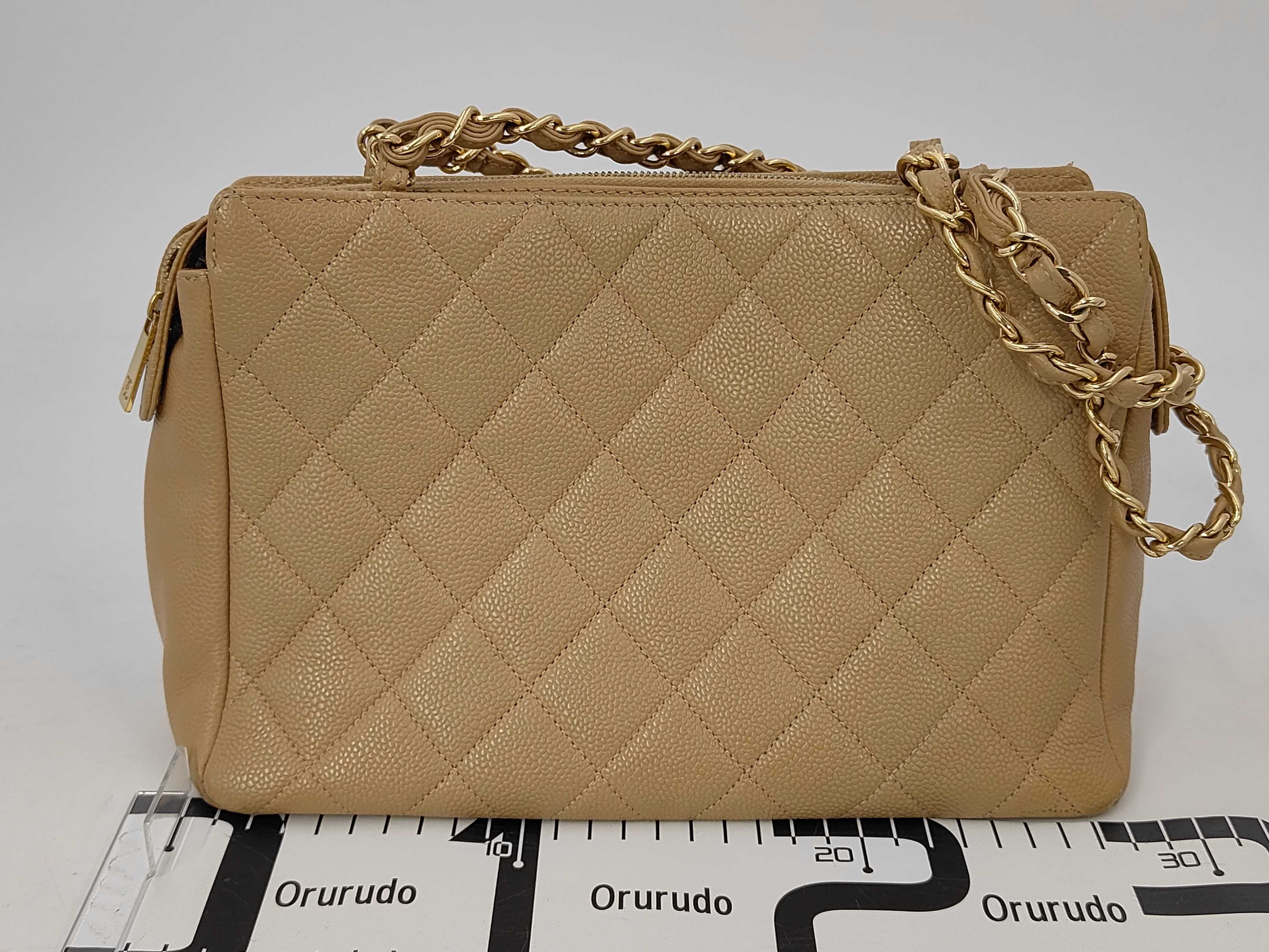 Coco Mark Chain Shoulder Bag, Caviar Leather, Beige GP Shoulder Bag — view 2