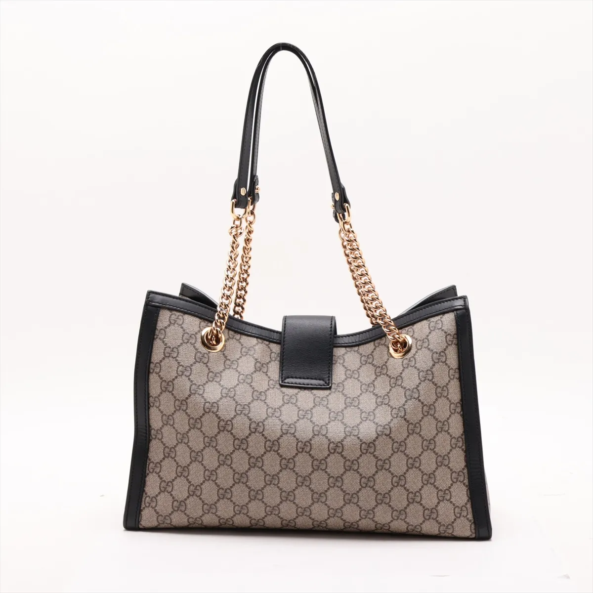 GG Supreme Padlock PVC x Leather Chain Tote Bag, Beige x Black, 479197 — view 2