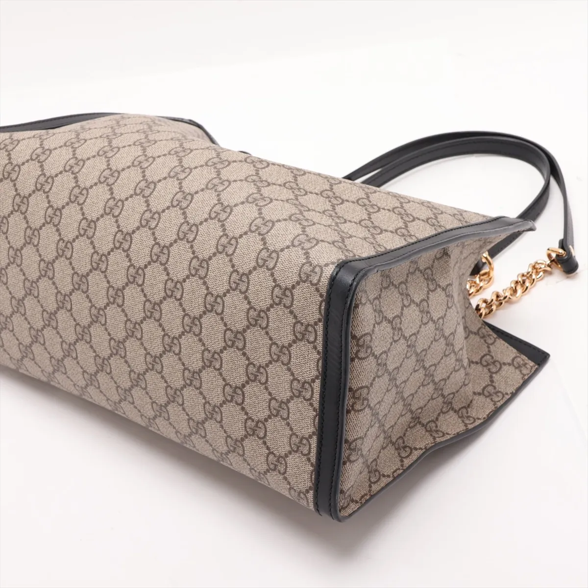 GG Supreme Padlock PVC x Leather Chain Tote Bag, Beige x Black, 479197 — view 3