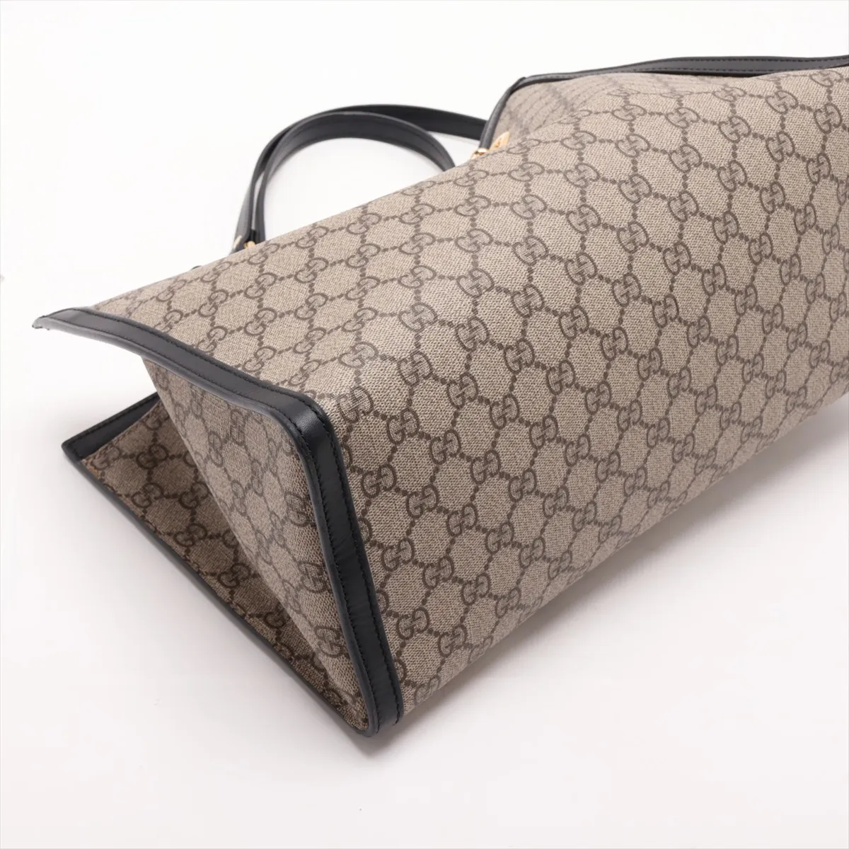 GG Supreme Padlock PVC x Leather Chain Tote Bag, Beige x Black, 479197 — view 4