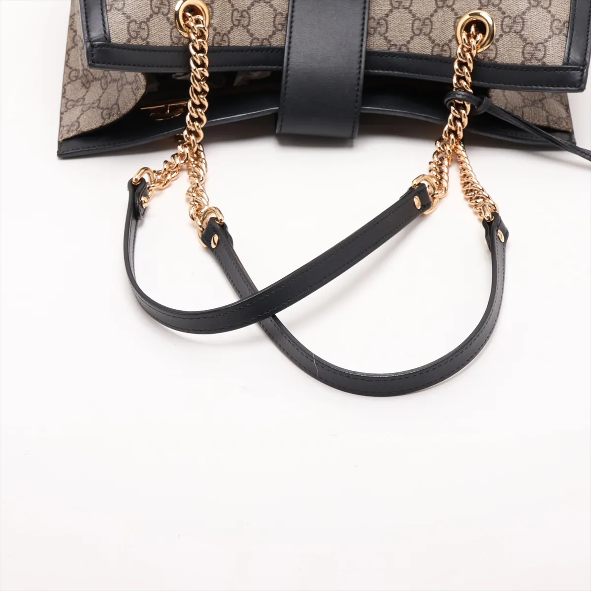 GG Supreme Padlock PVC x Leather Chain Tote Bag, Beige x Black, 479197 — view 5