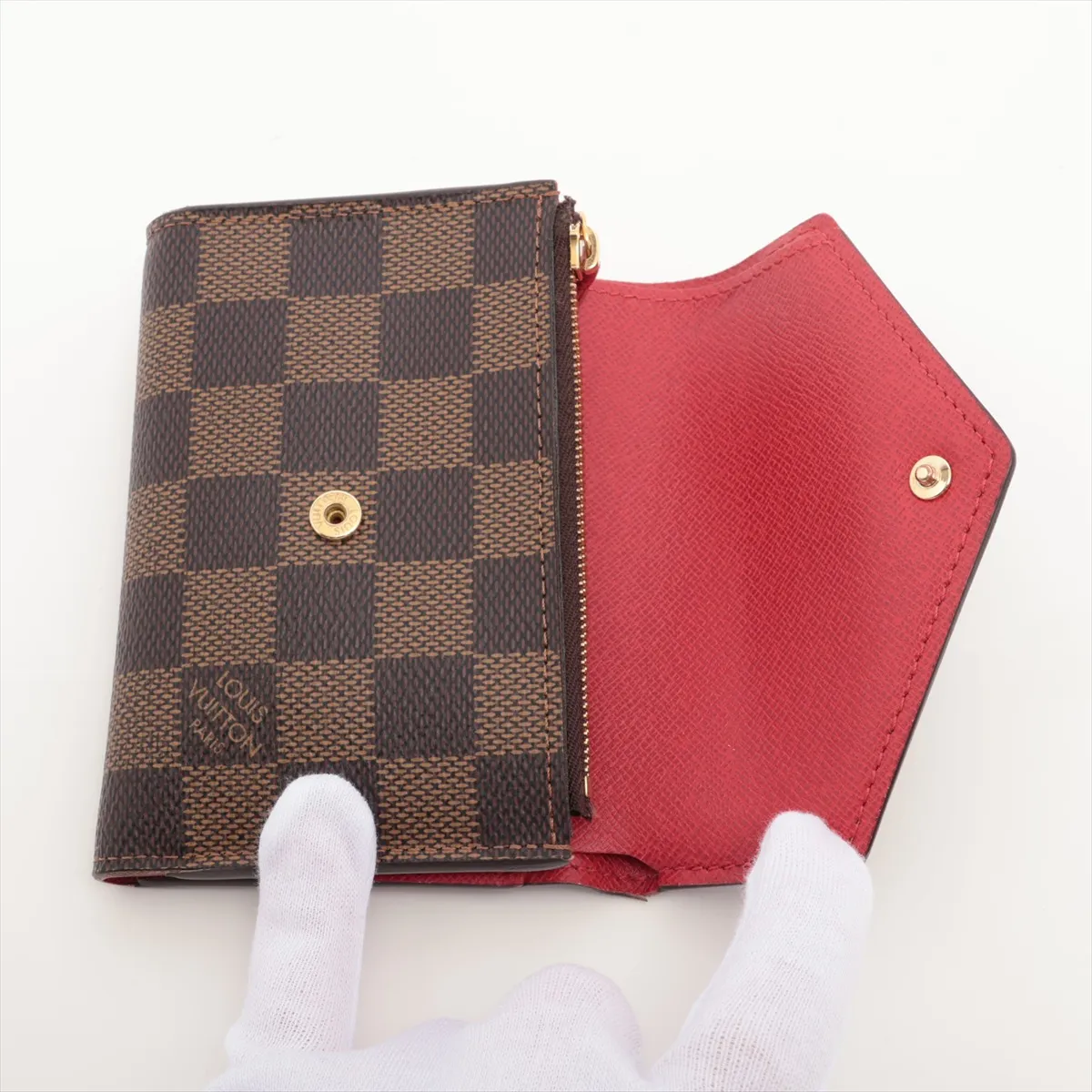 Damier Portefeuille Victorine N41659 Brown x Red Compact Wallet (RFID detected) — view 3
