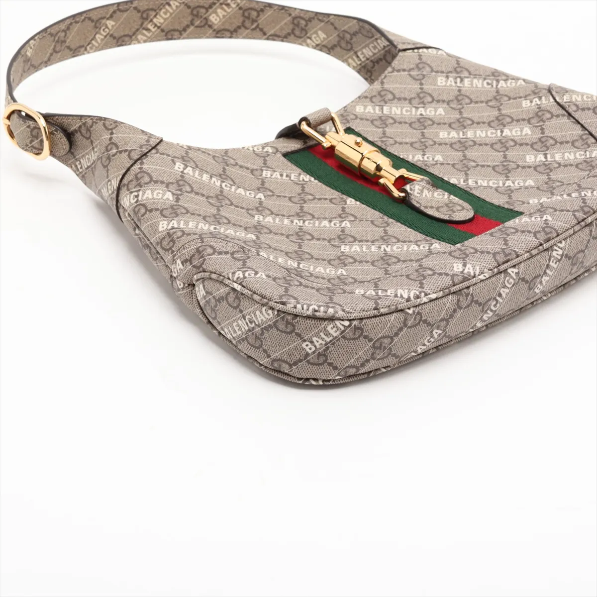 x Balenciaga The Hacker Project Jackie 1961 636706 PVC x Leather Shoulder Bag Beige — view 4