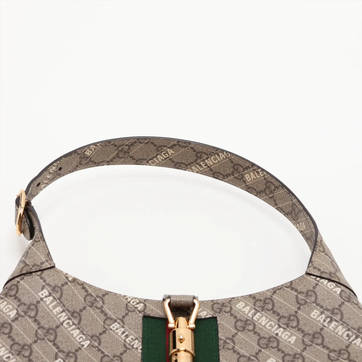 x Balenciaga The Hacker Project Jackie 1961 636706 PVC x Leather Shoulder Bag Beige — view 6