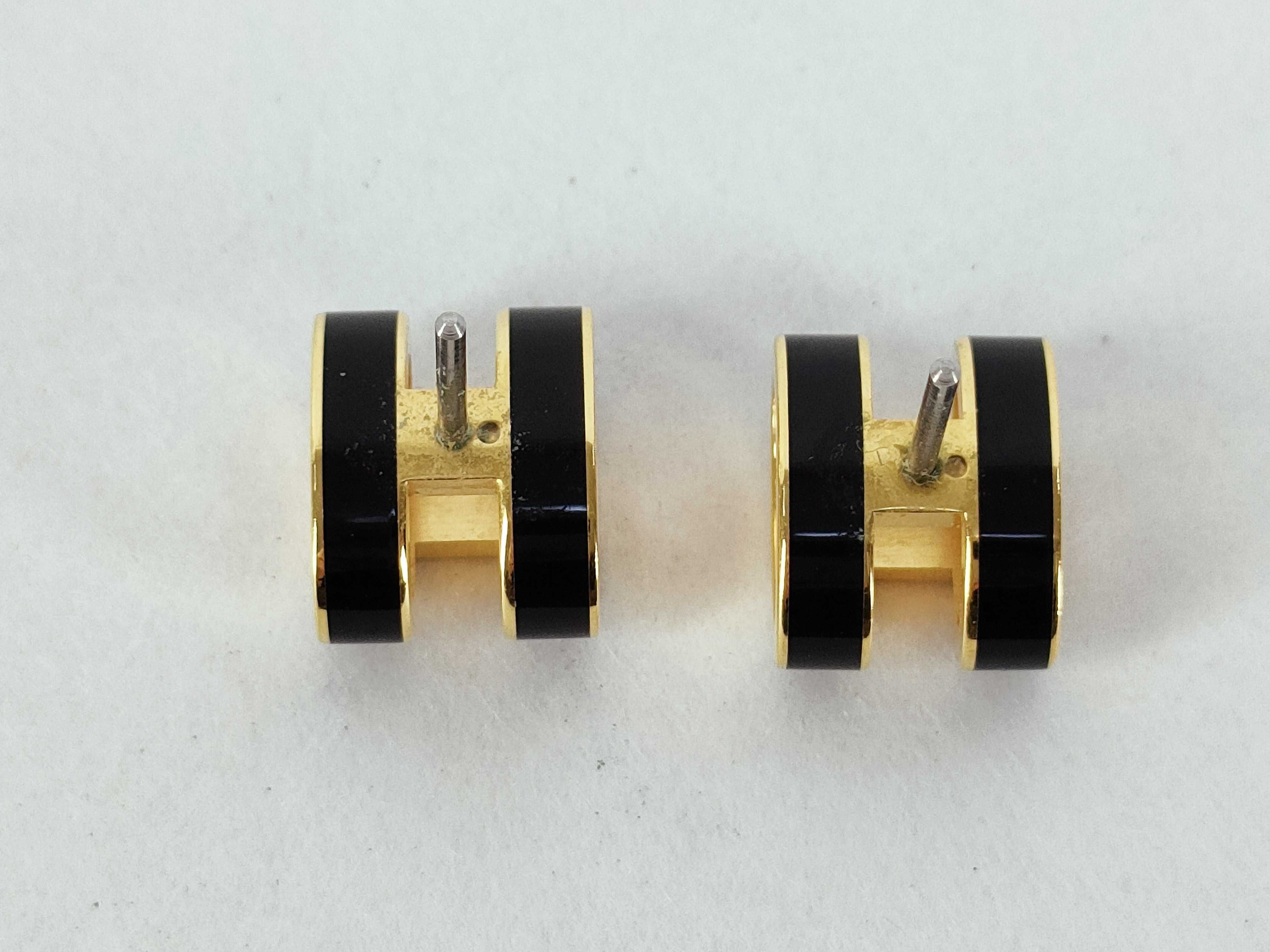 HERMS POP Earrings Black x Gold Earrings — view 2