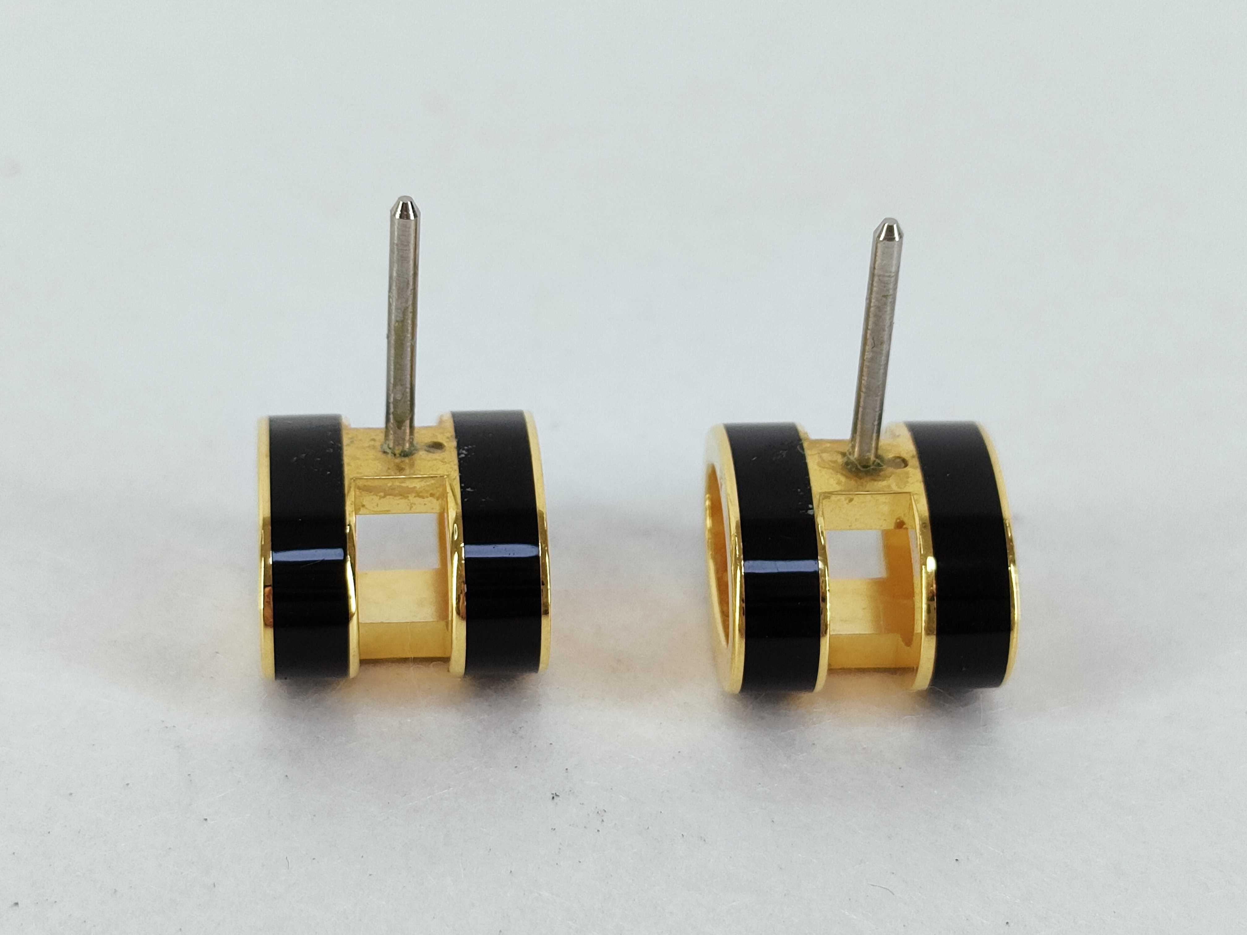 HERMS POP Earrings Black x Gold Earrings — view 3