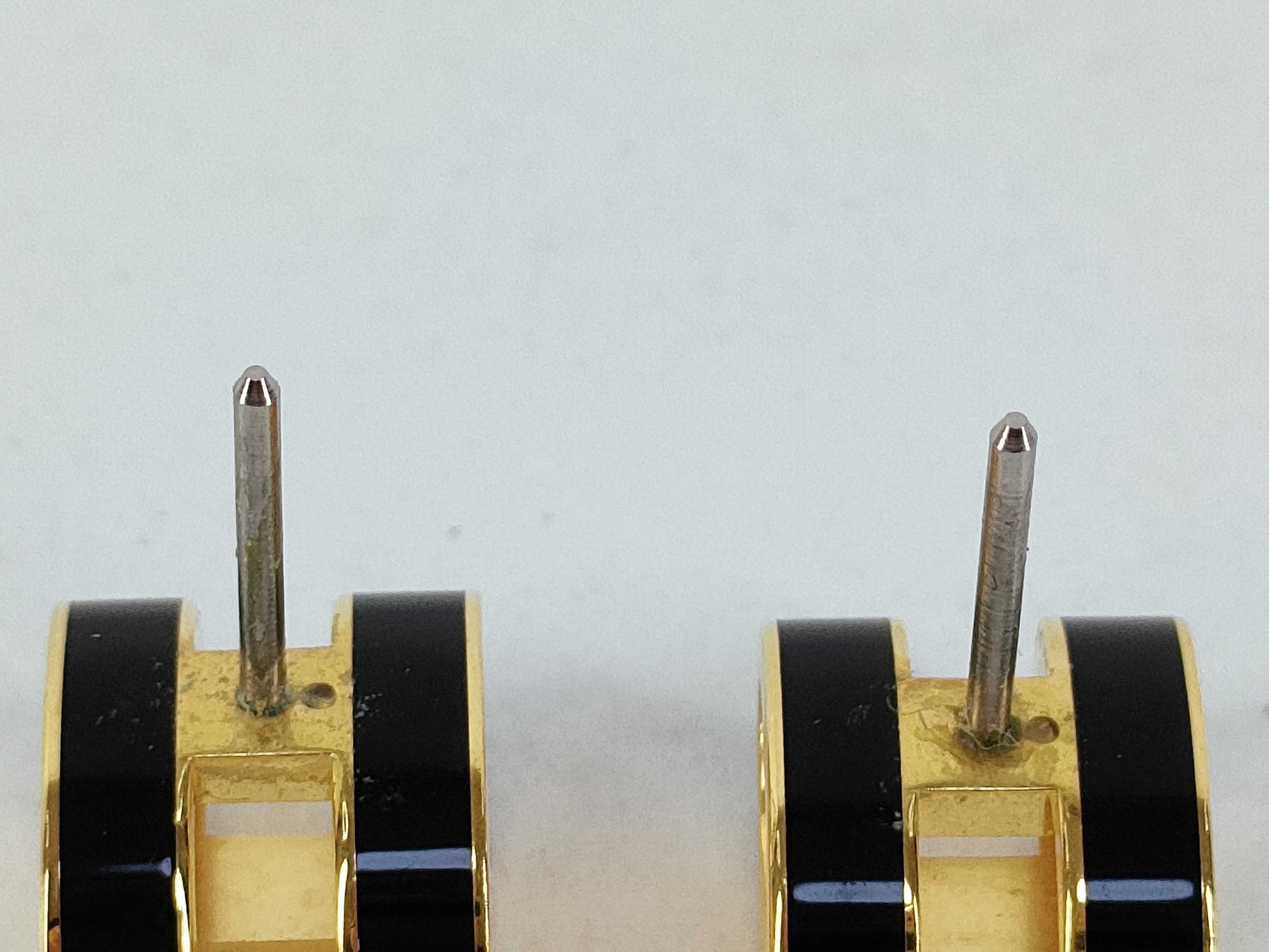 HERMS POP Earrings Black x Gold Earrings — view 4