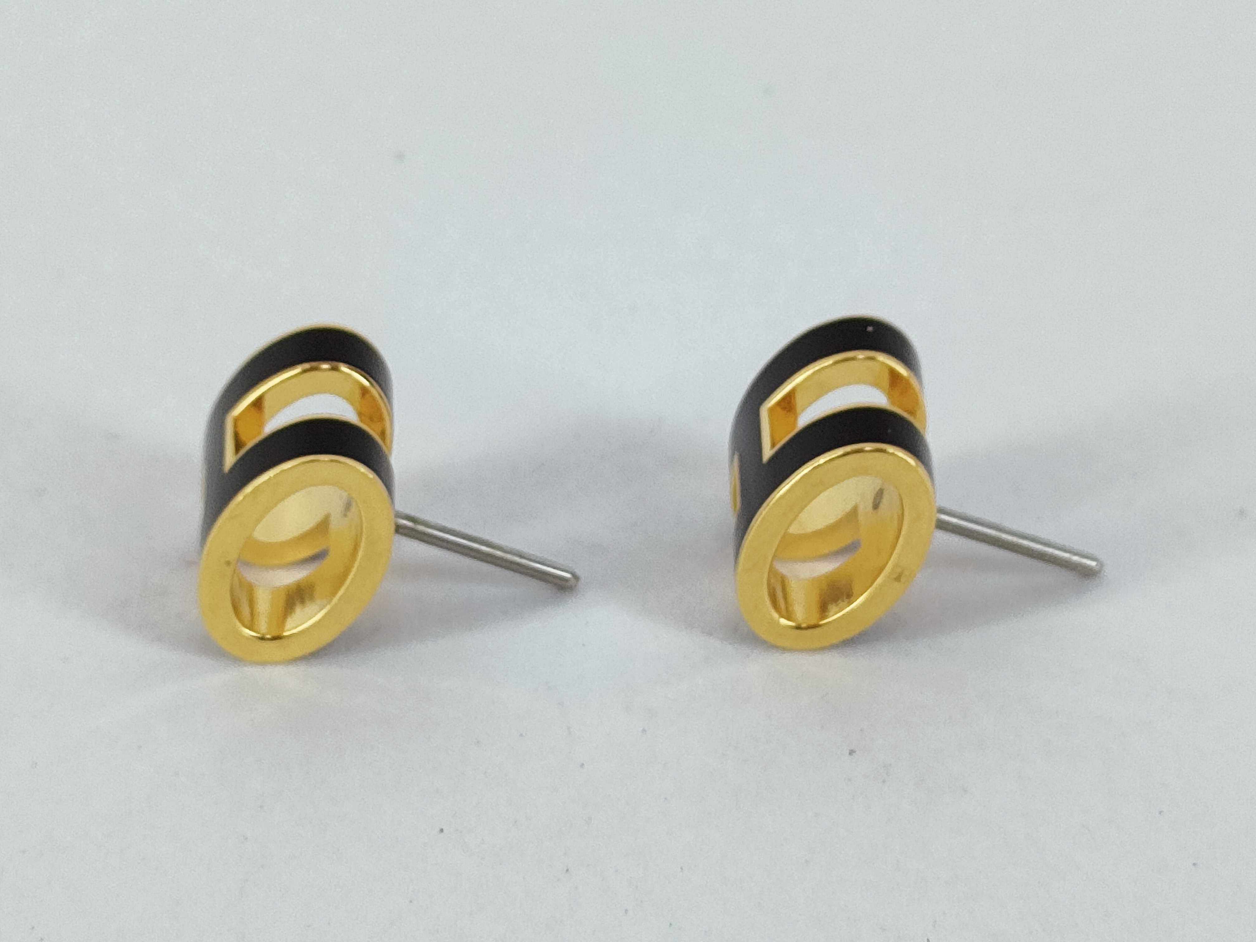 HERMS POP Earrings Black x Gold Earrings — view 5