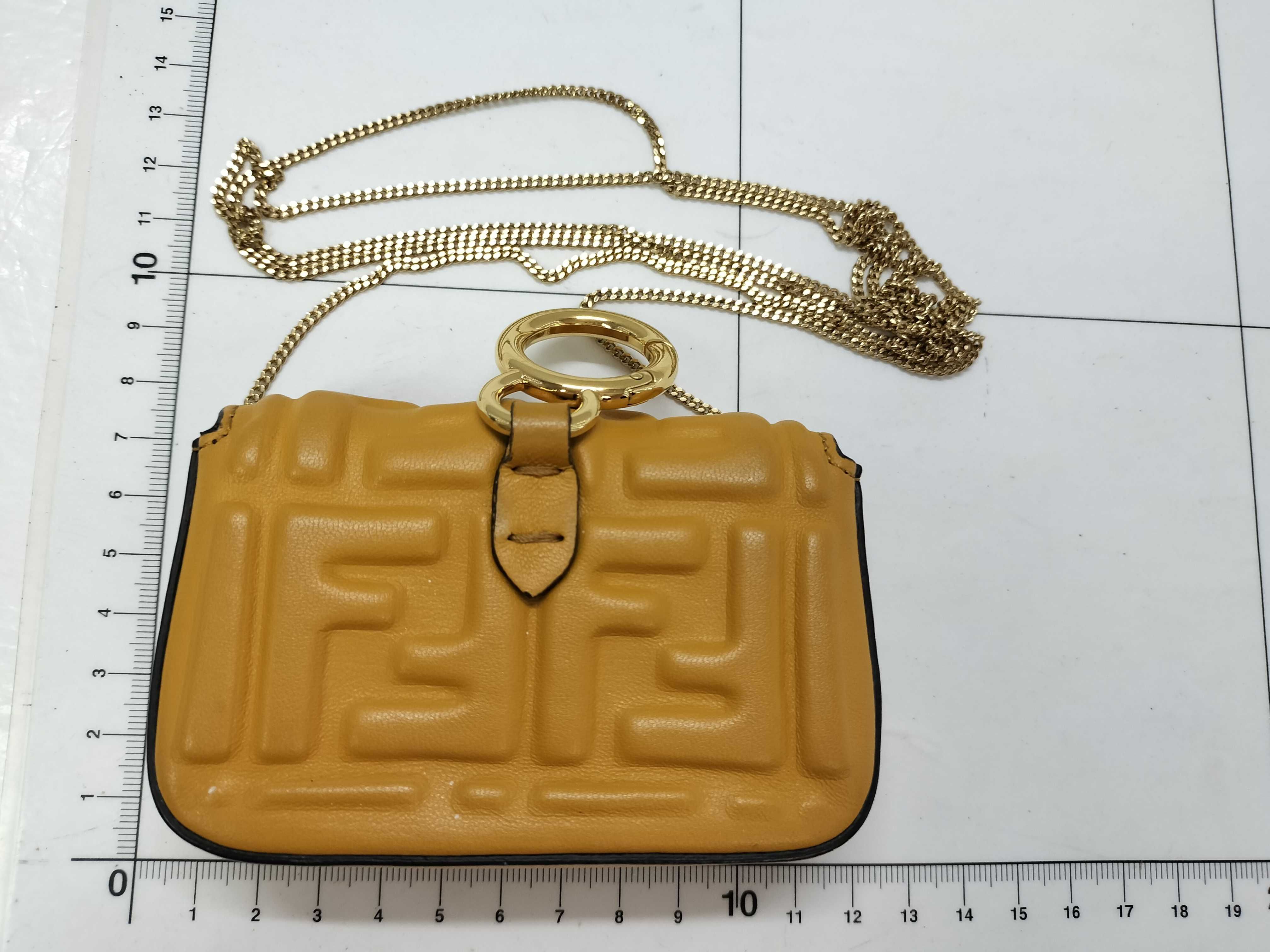 Zucca Pattern Fendi Zucca Nano Bucket Leather Chain Shoulder Bag Yellow 7AR844 Pouch — view 2