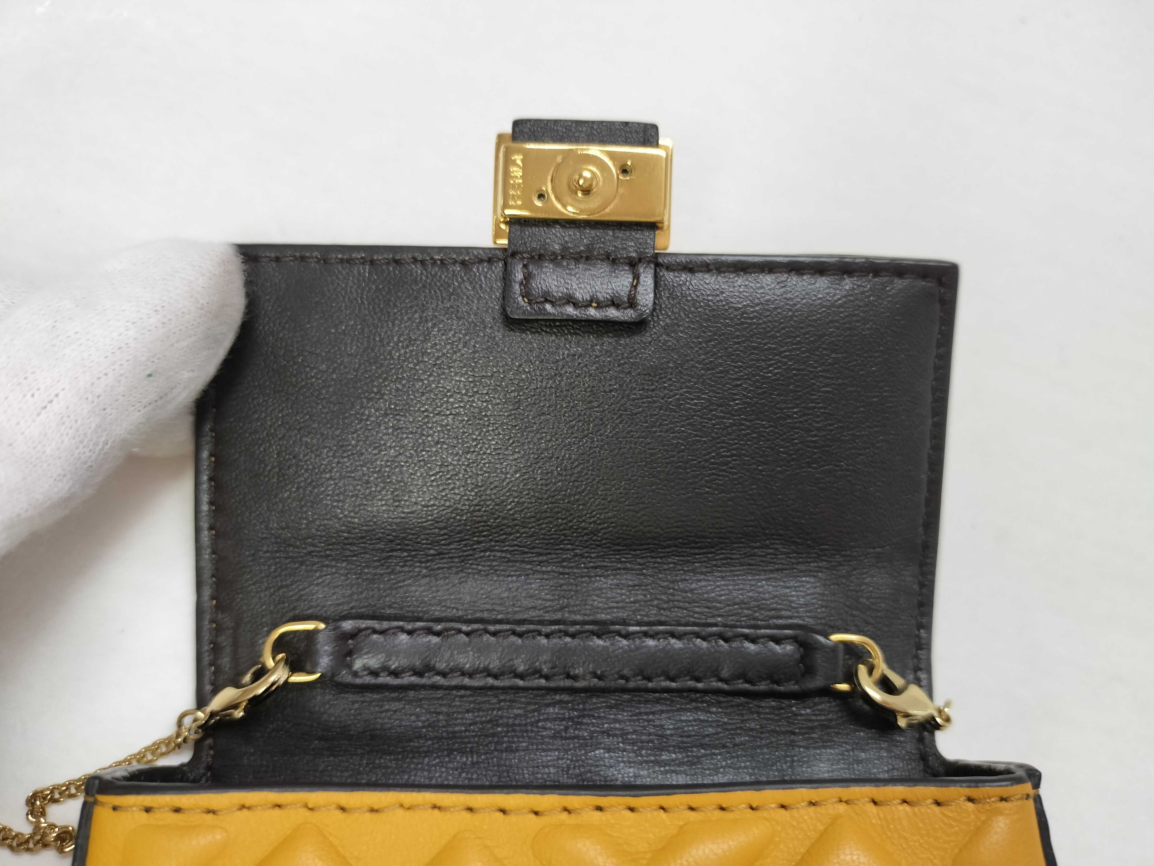 Zucca Pattern Fendi Zucca Nano Bucket Leather Chain Shoulder Bag Yellow 7AR844 Pouch — view 10