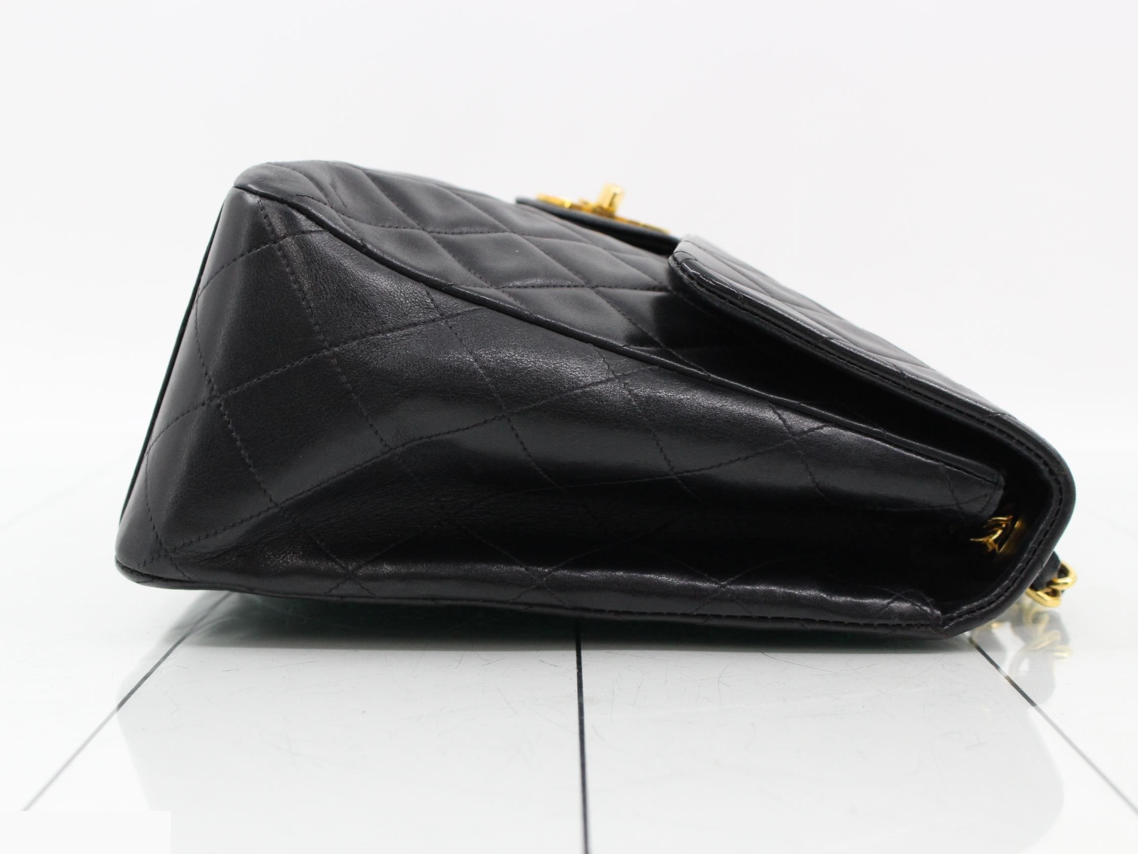 Large Matelassé Lambskin Chain Shoulder Bag, Black, Series 3 — view 3