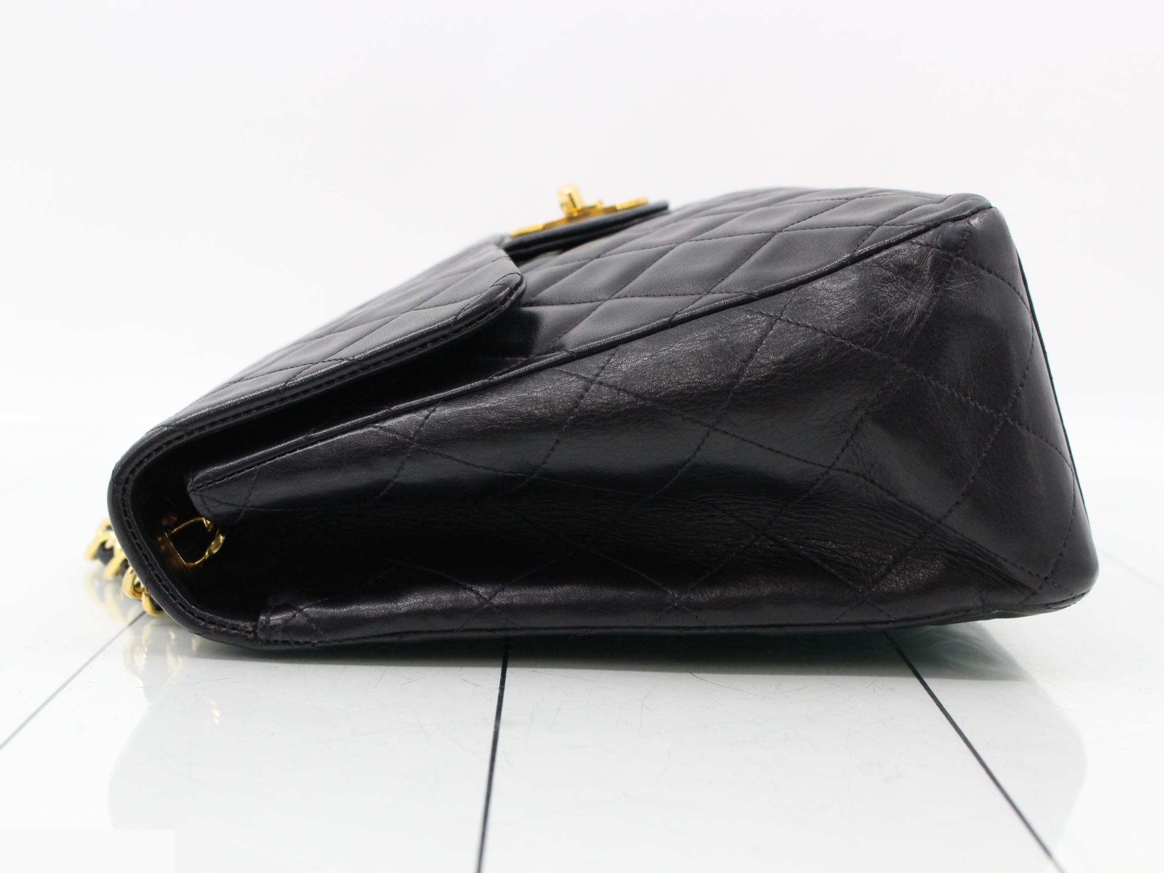 Large Matelassé Lambskin Chain Shoulder Bag, Black, Series 3 — view 4