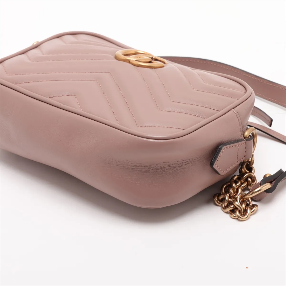 GG Marmont 448065 Leather Shoulder Bag Pink — view 3