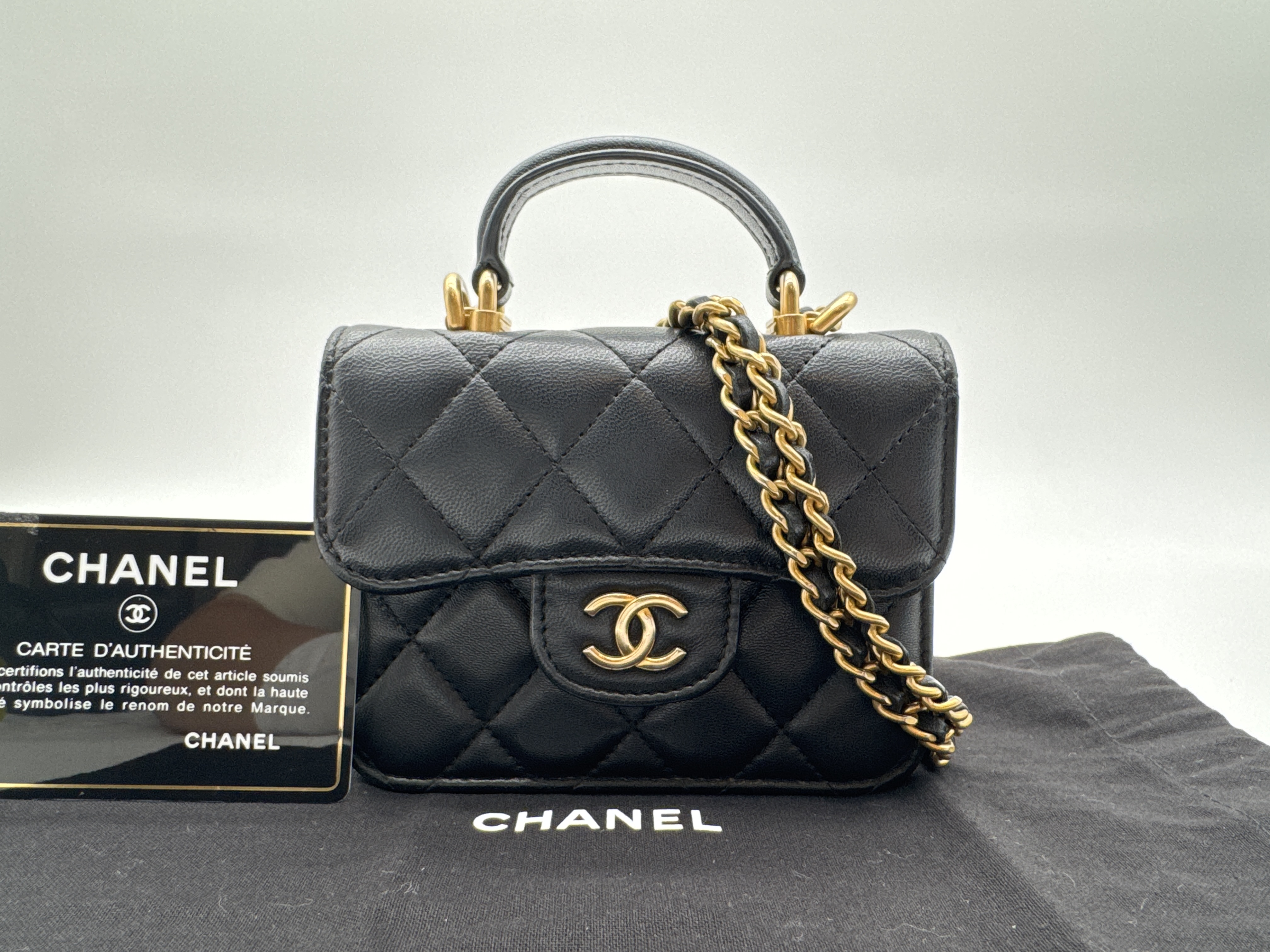 Lambskin Mini Matelassé Black Shoulder Bag