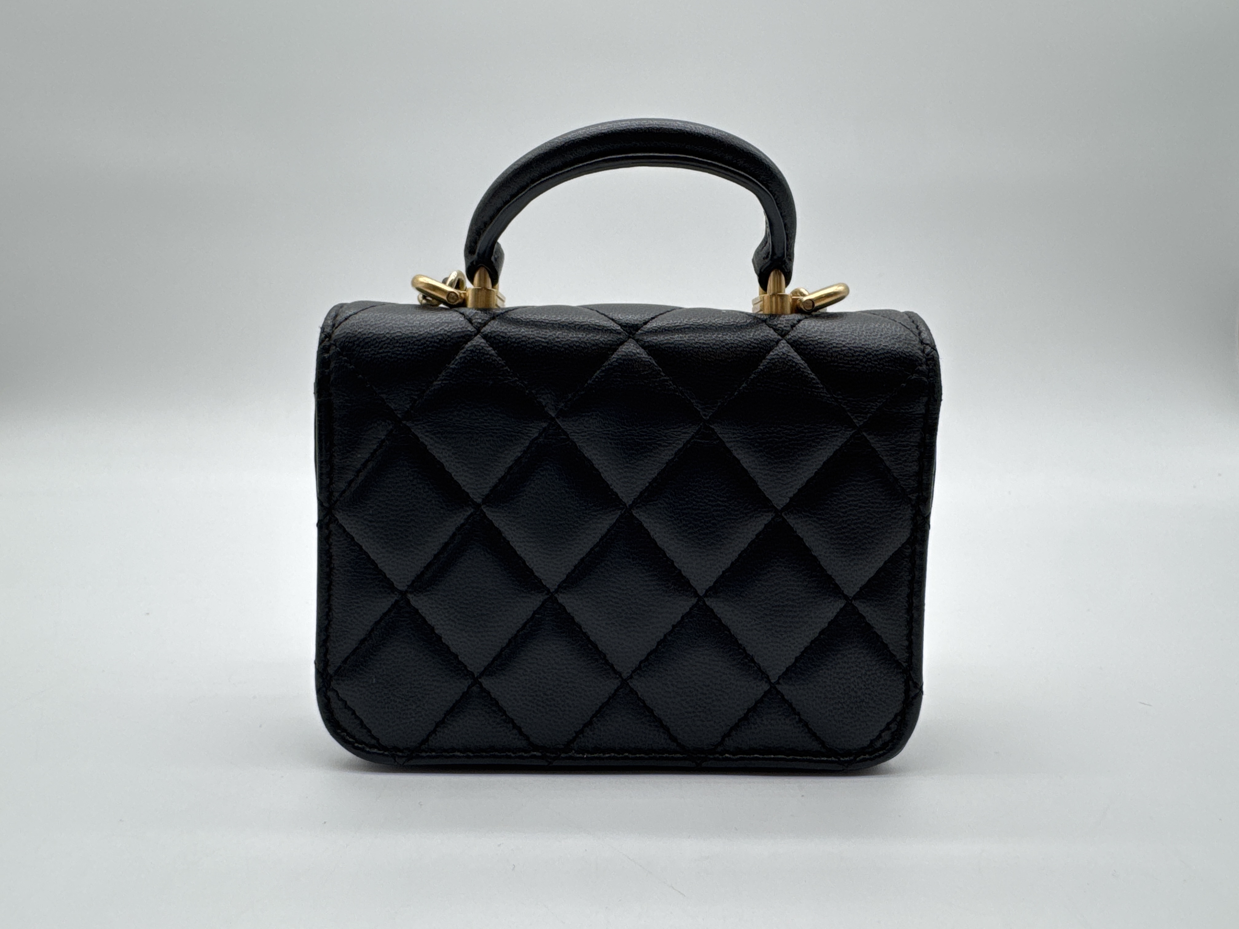 Lambskin Mini Matelassé Black Shoulder Bag — view 2