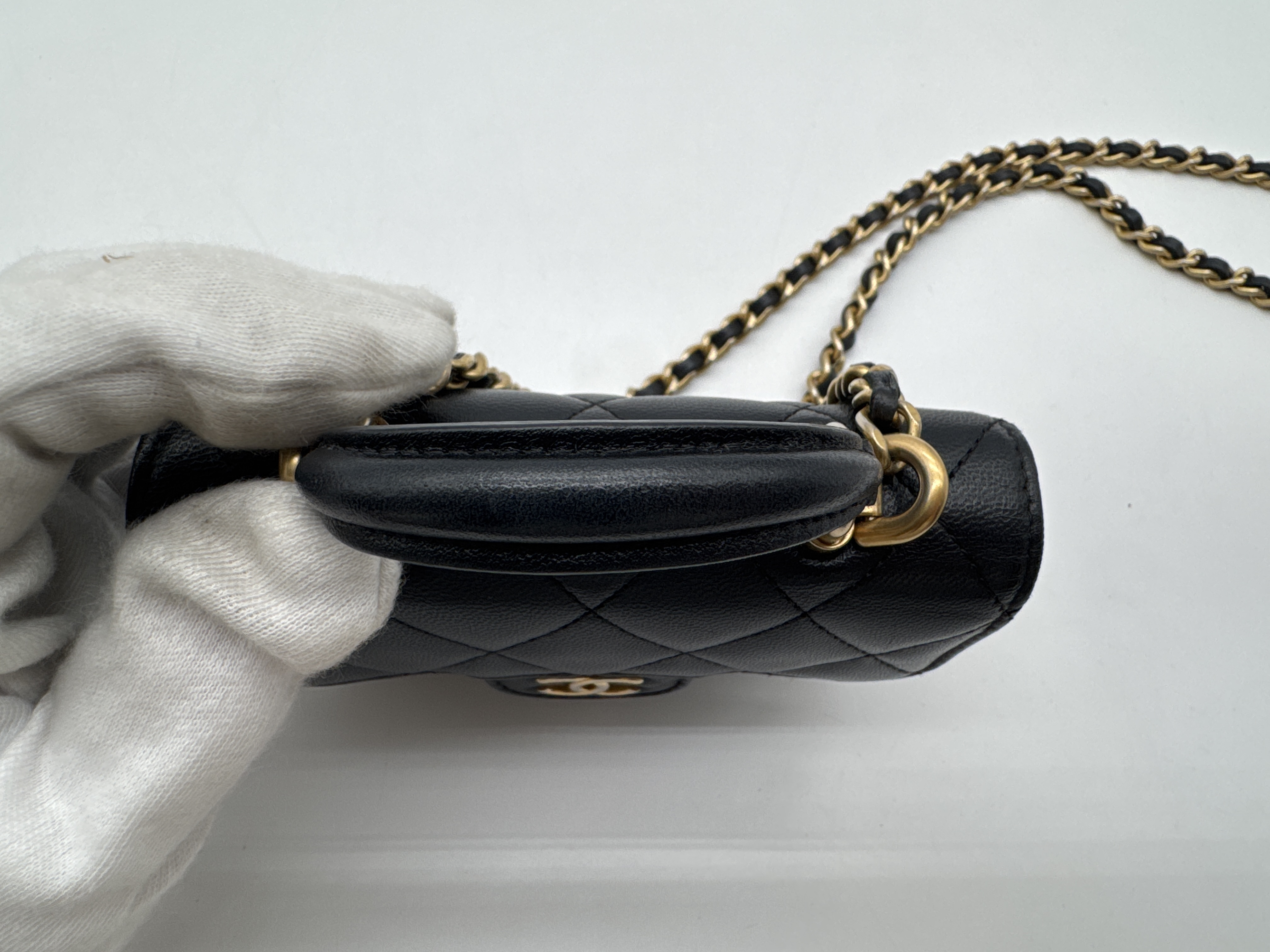 Lambskin Mini Matelassé Black Shoulder Bag — view 13
