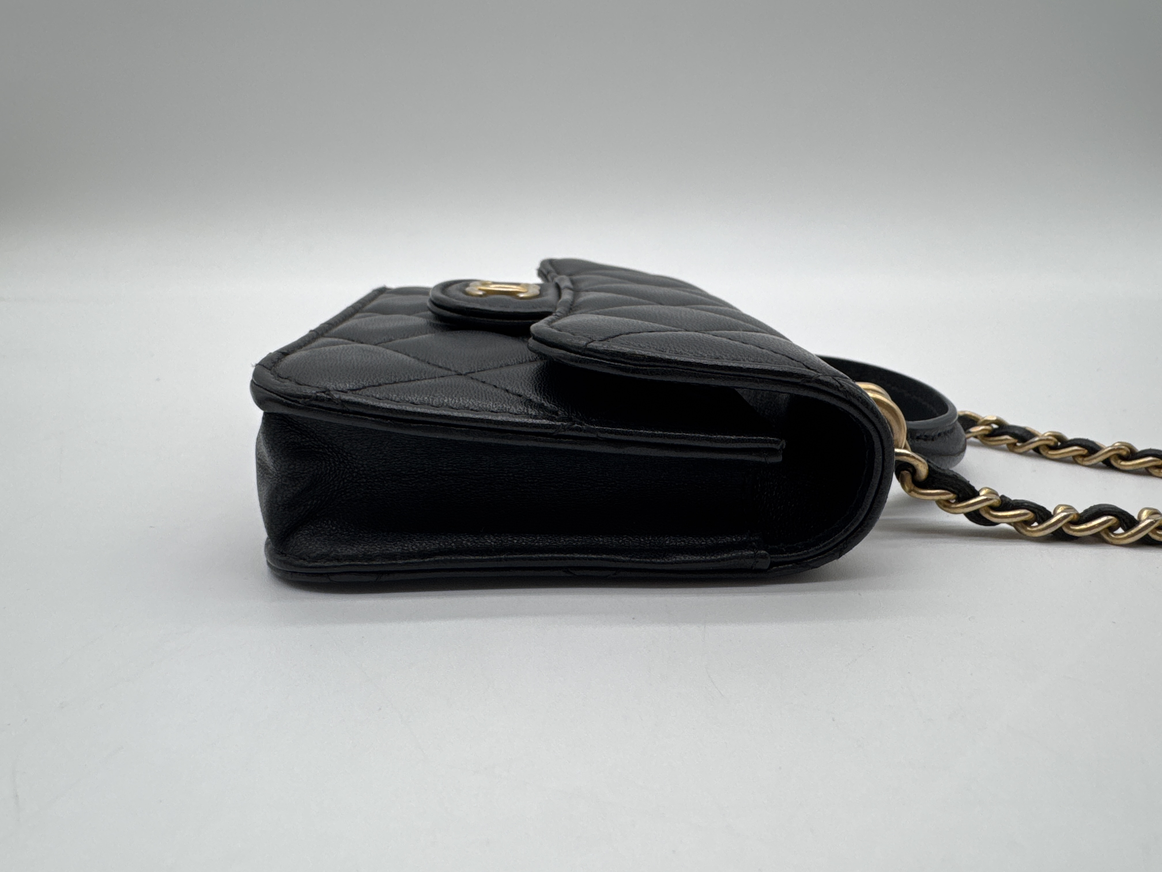 Lambskin Mini Matelassé Black Shoulder Bag — view 3