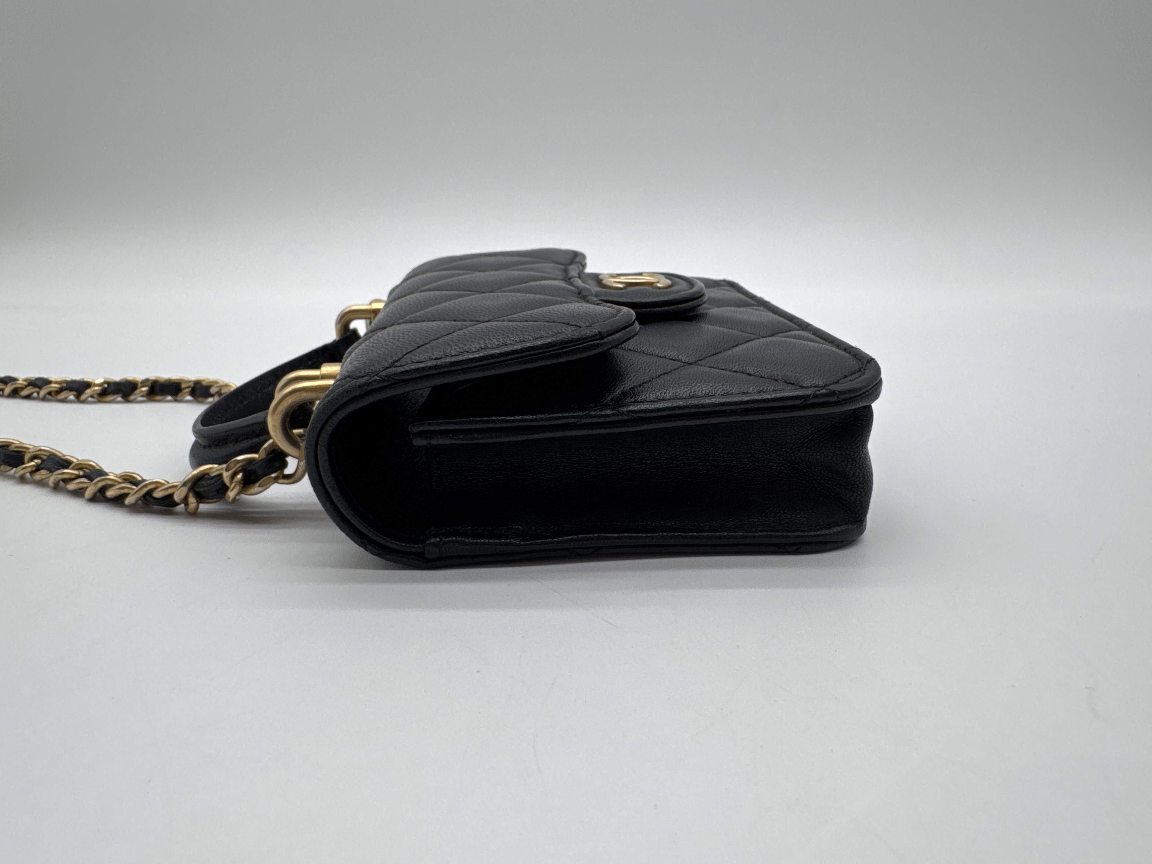 Lambskin Mini Matelassé Black Shoulder Bag — view 4