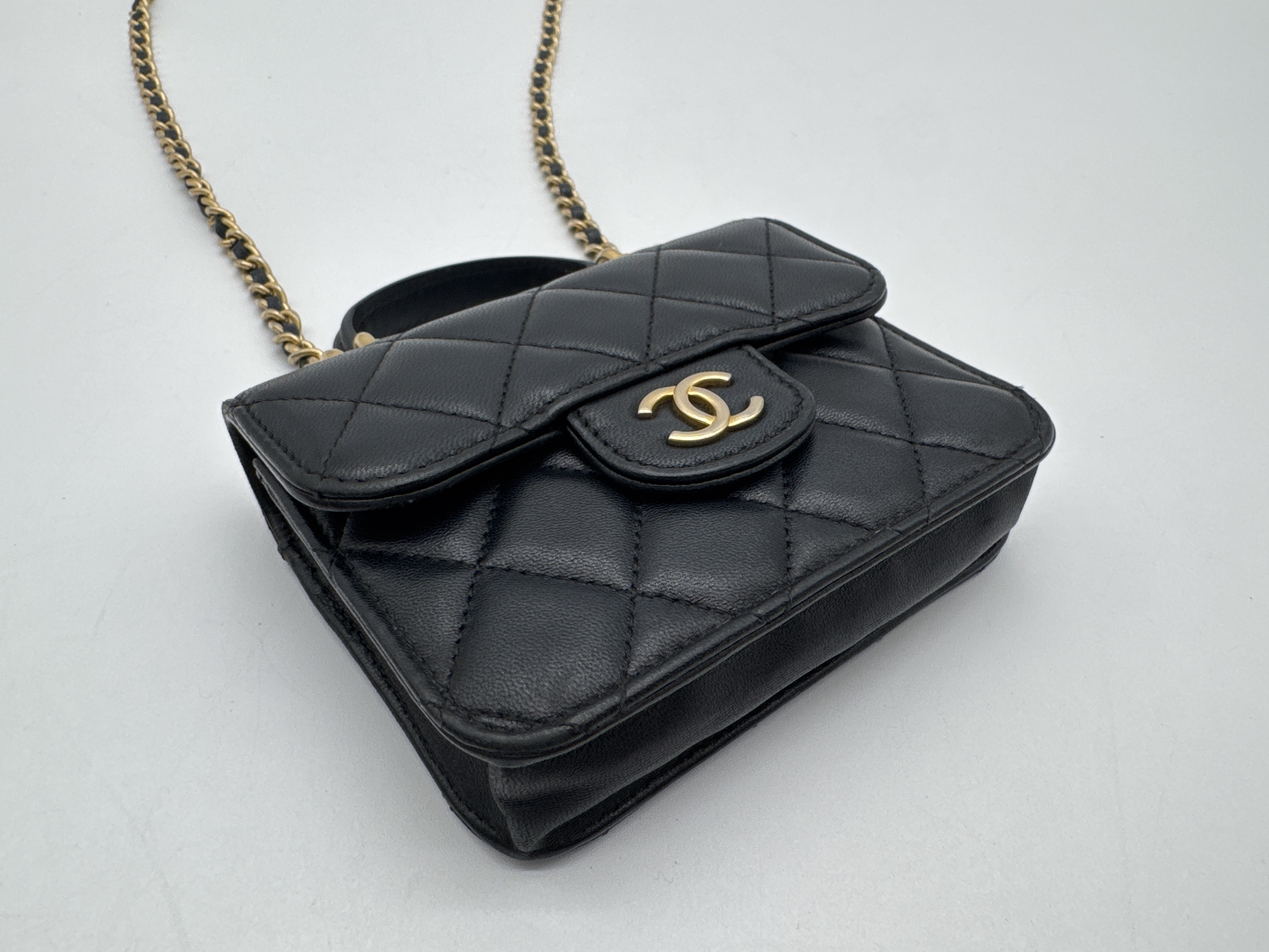 Lambskin Mini Matelassé Black Shoulder Bag — view 6