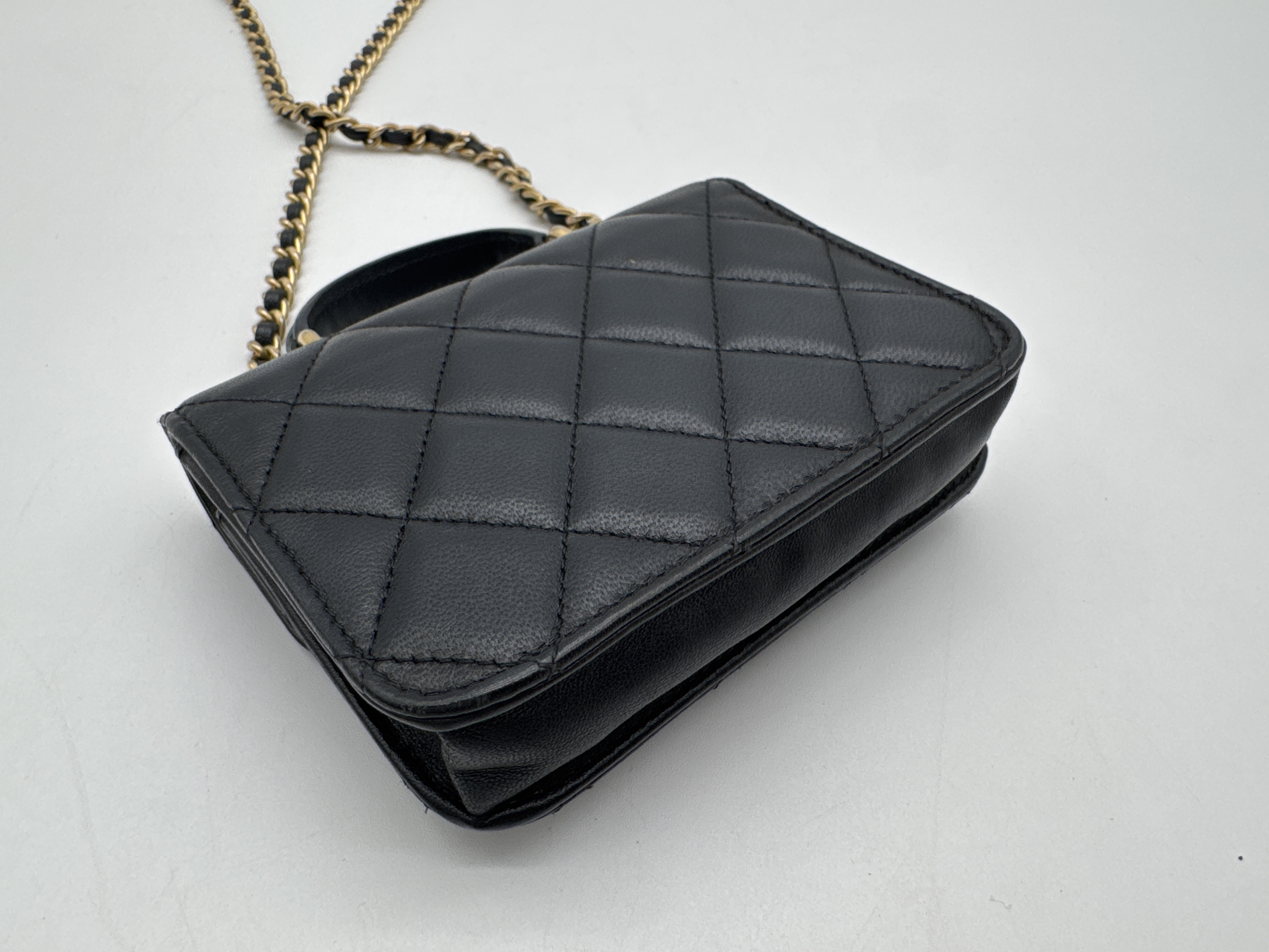 Lambskin Mini Matelassé Black Shoulder Bag — view 7
