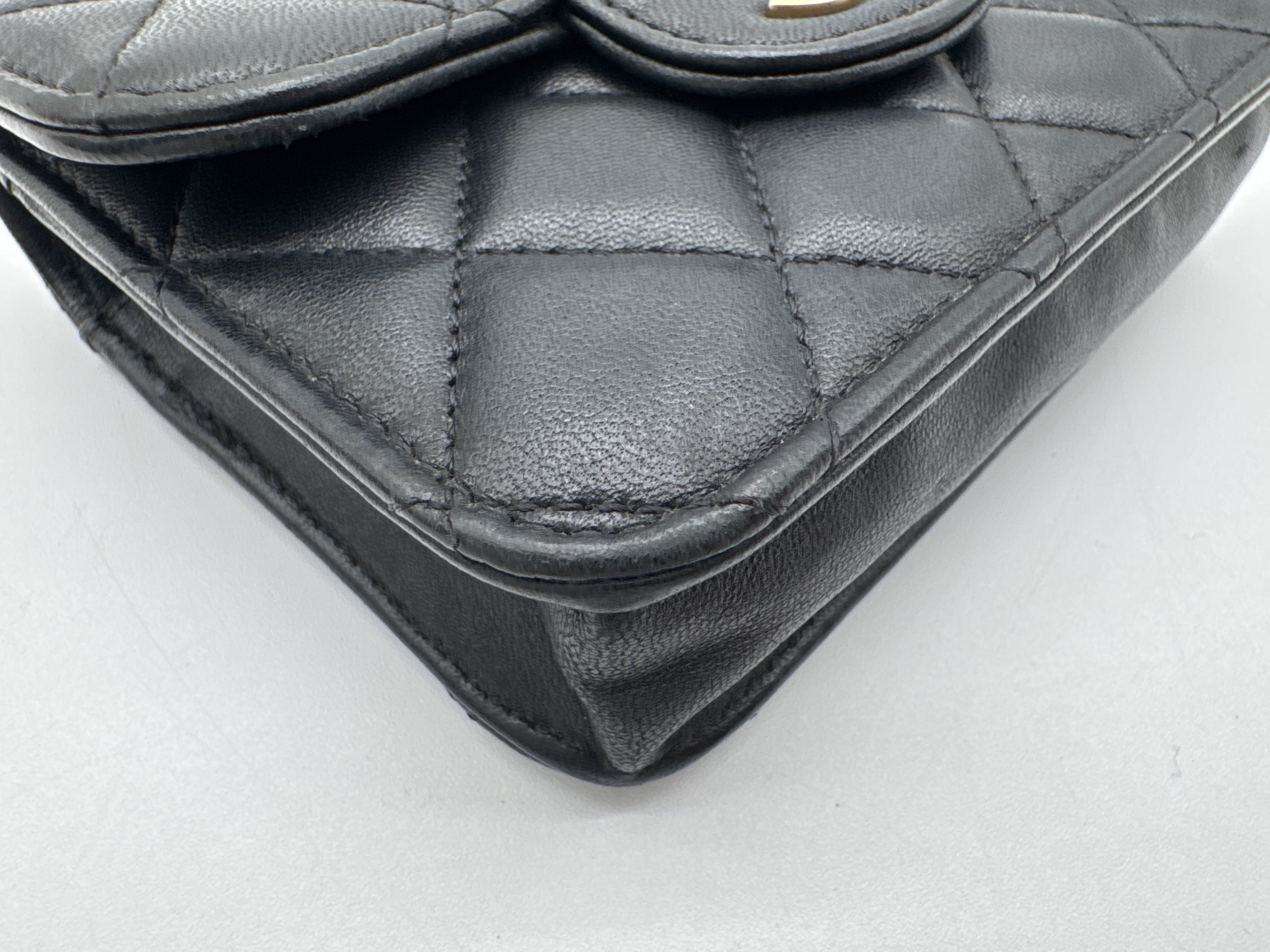 Lambskin Mini Matelassé Black Shoulder Bag — view 8