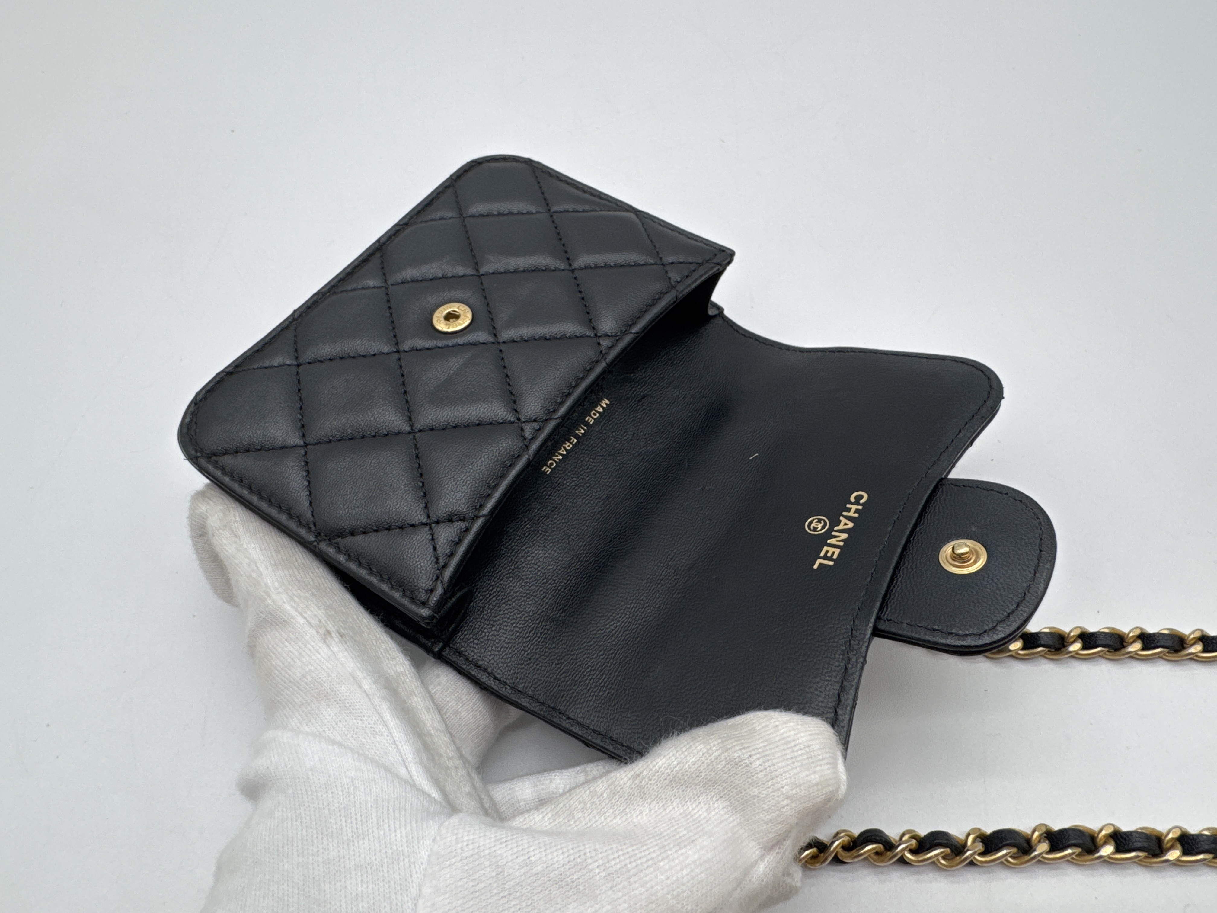 Lambskin Mini Matelassé Black Shoulder Bag — view 10
