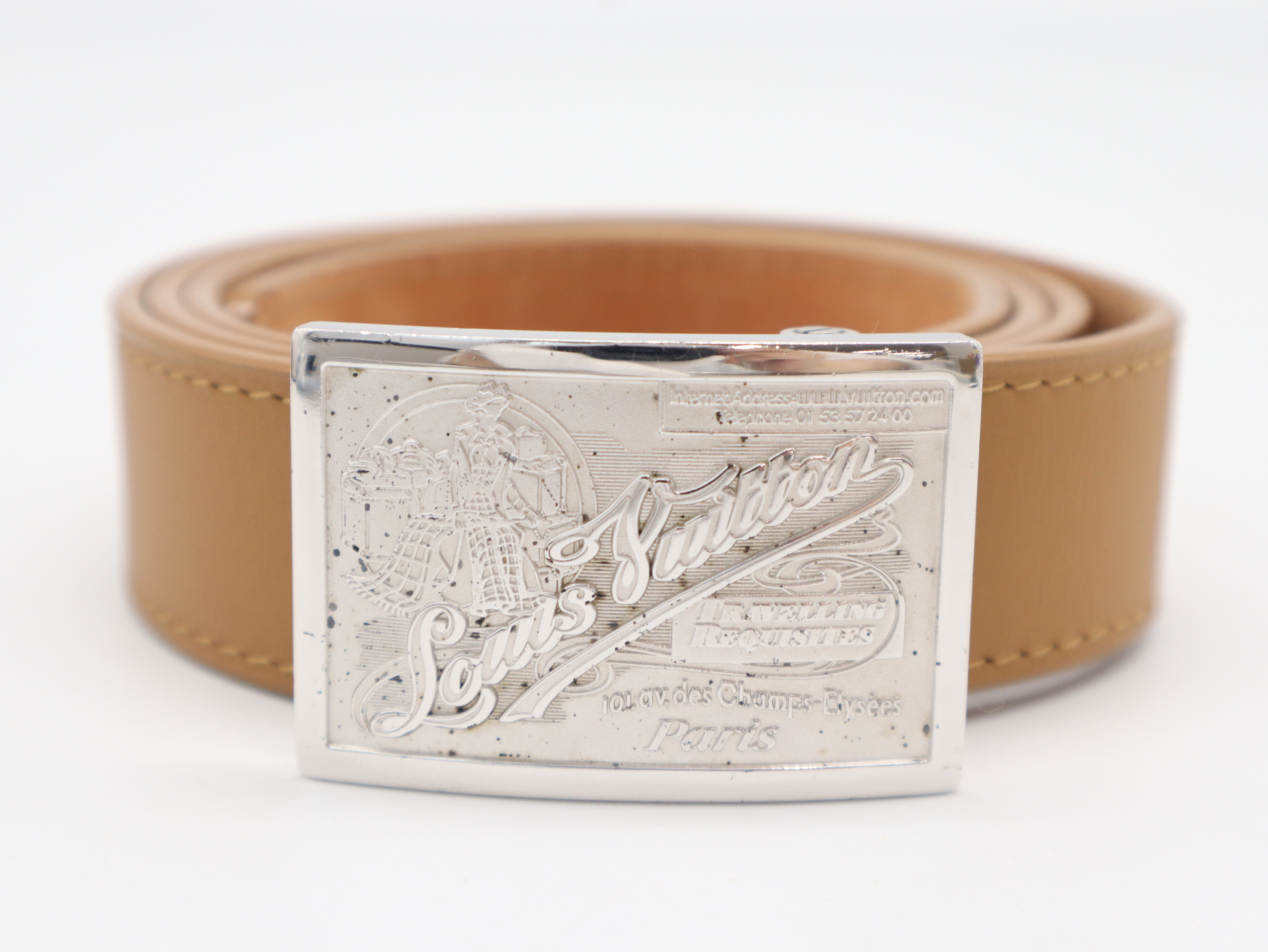 M6812 Leather Belt - Sand Beige, Size 95/38