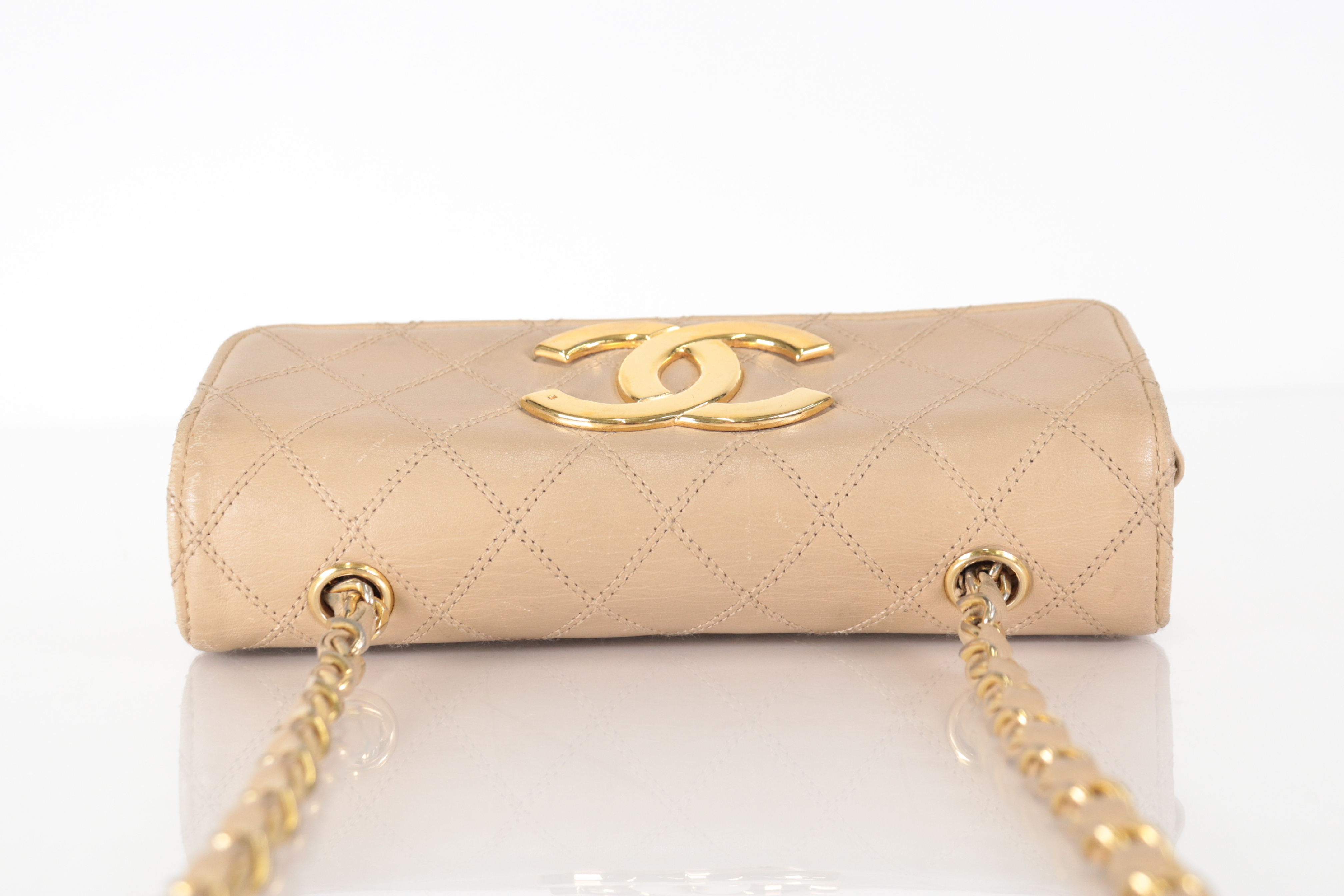 Bicolore Lambskin Coco Mark Chain Shoulder Bag, Beige, Series 1 — view 6