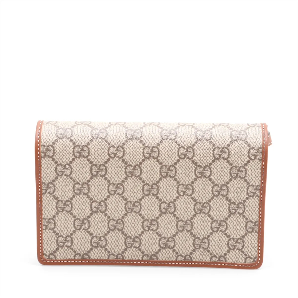 GG Emblem PVC x Leather Shoulder Wallet Beige x Brown 820688 — view 2
