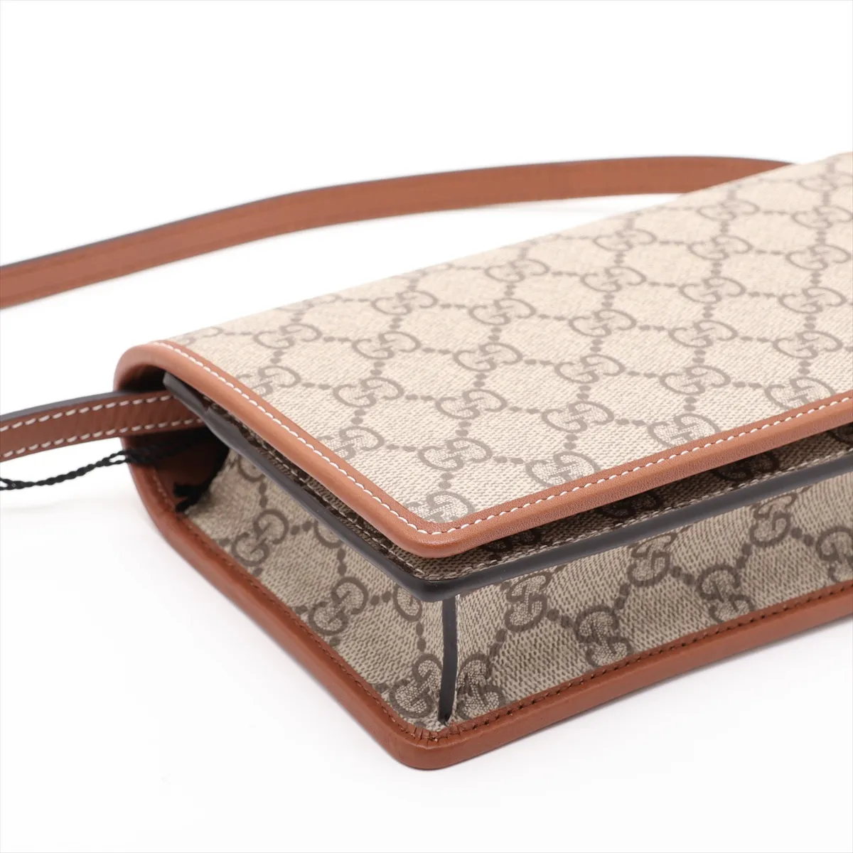 GG Emblem PVC x Leather Shoulder Wallet Beige x Brown 820688 — view 4
