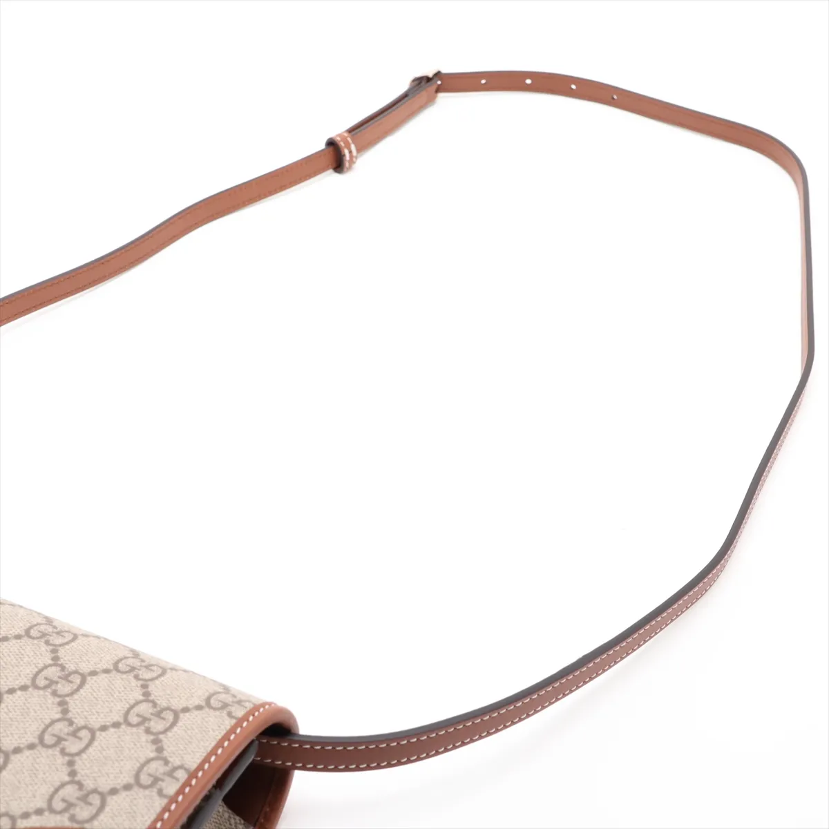 GG Emblem PVC x Leather Shoulder Wallet Beige x Brown 820688 — view 5