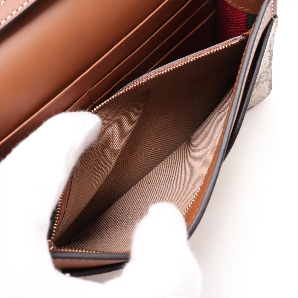 GG Emblem PVC x Leather Shoulder Wallet Beige x Brown 820688 — view 7