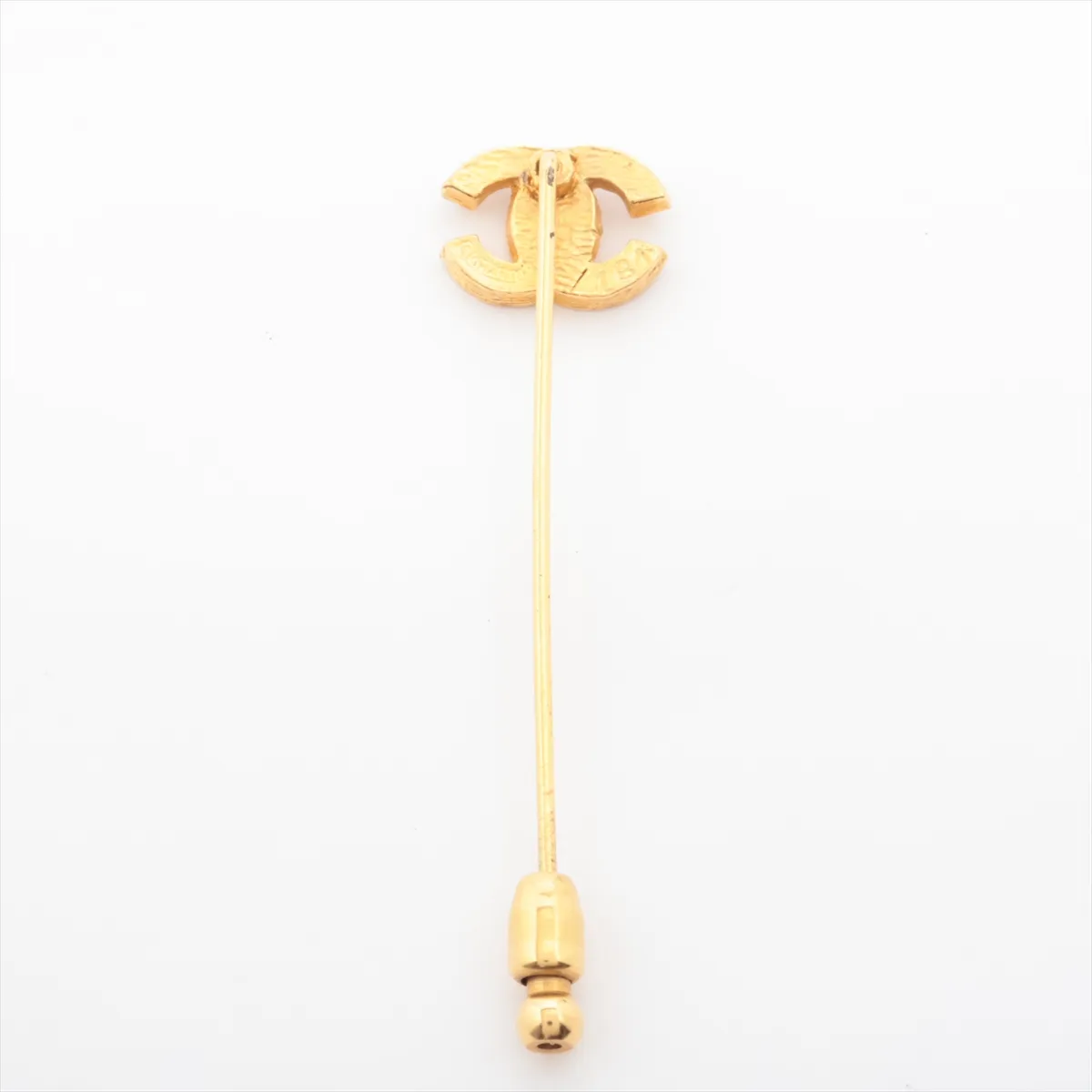 Coco Mark Pin Brooch, GP x Rhinestone, Gold, — view 2