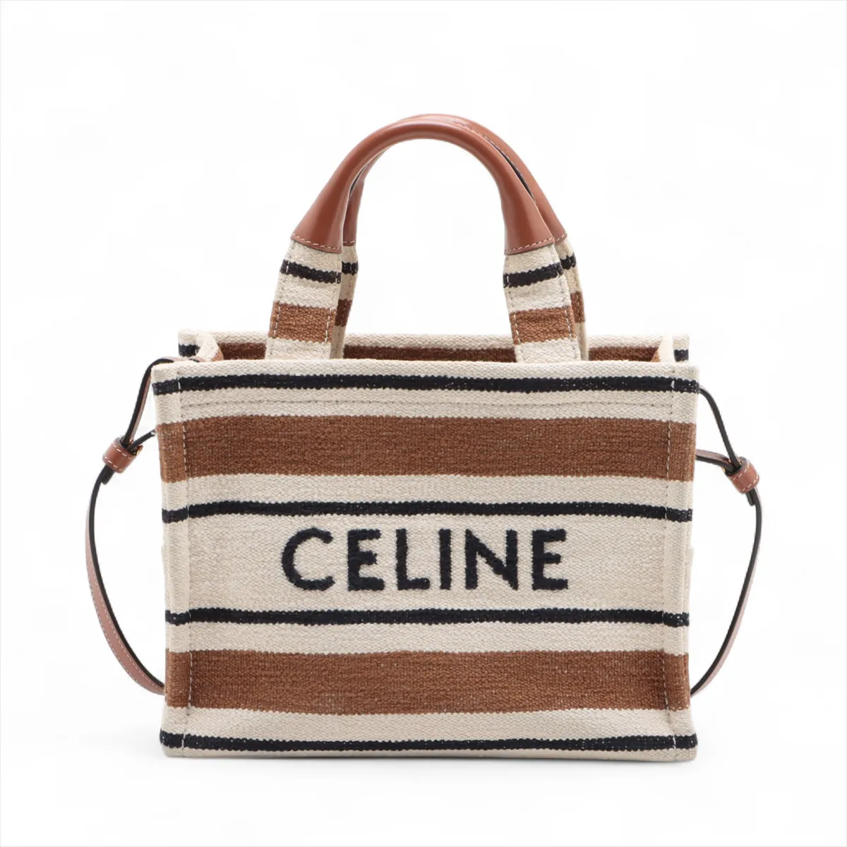 Cabataise Canvas x Leather 2-Way Handbag, Brown — view 2