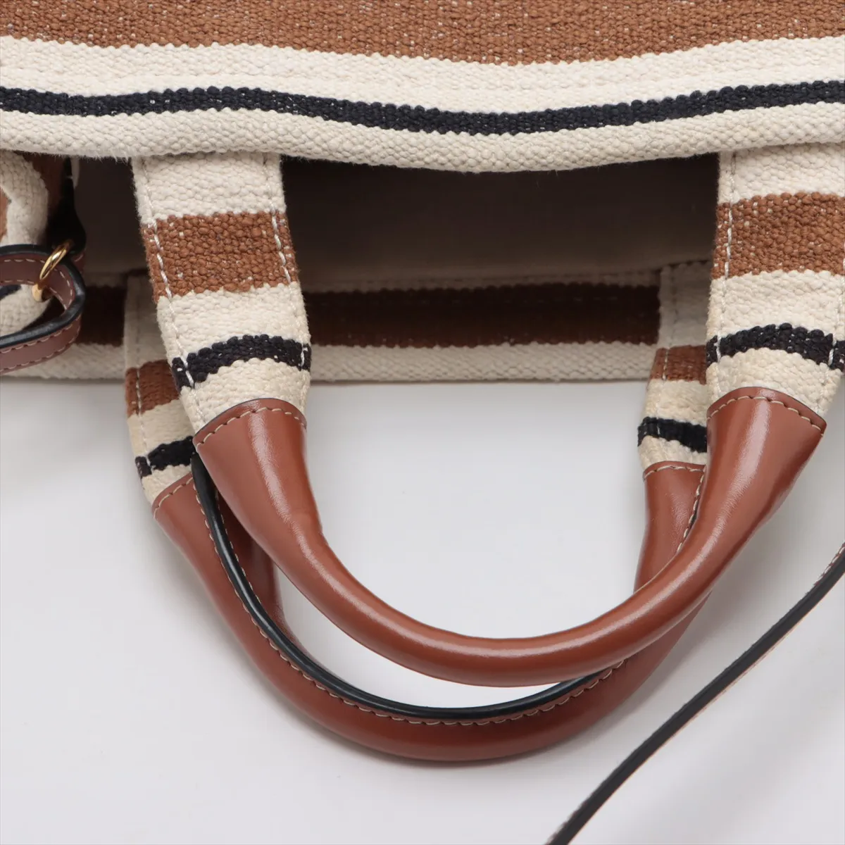 Cabataise Canvas x Leather 2-Way Handbag, Brown — view 5