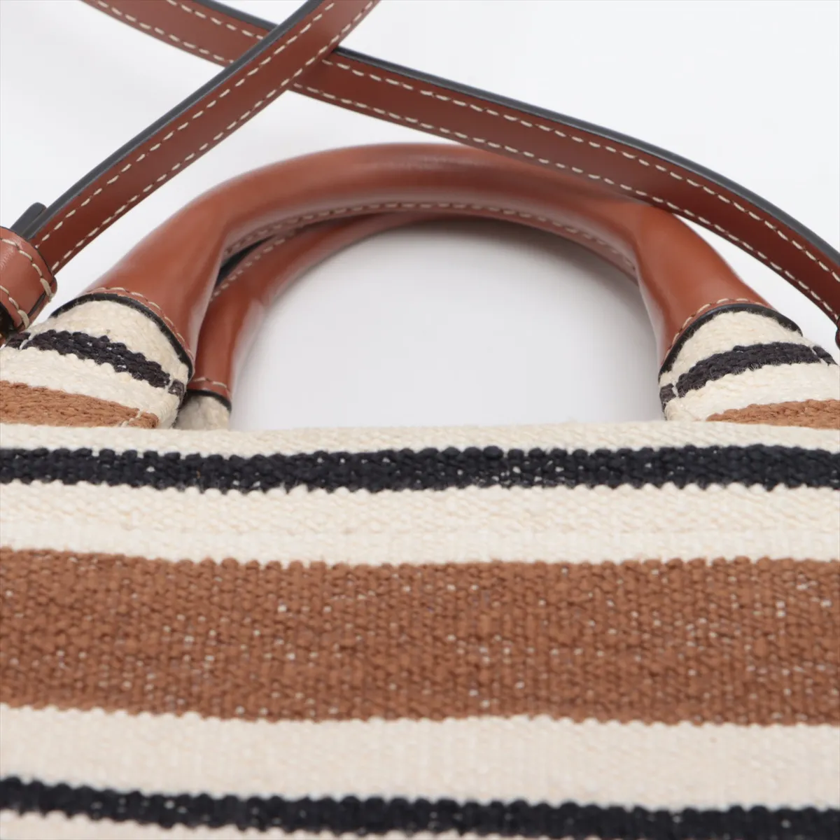Cabataise Canvas x Leather 2-Way Handbag, Brown — view 6