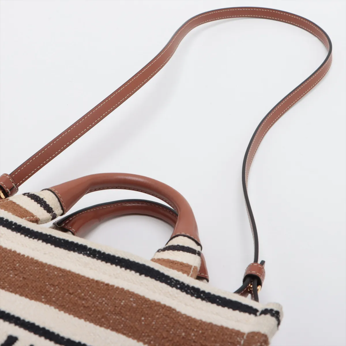 Cabataise Canvas x Leather 2-Way Handbag, Brown — view 7