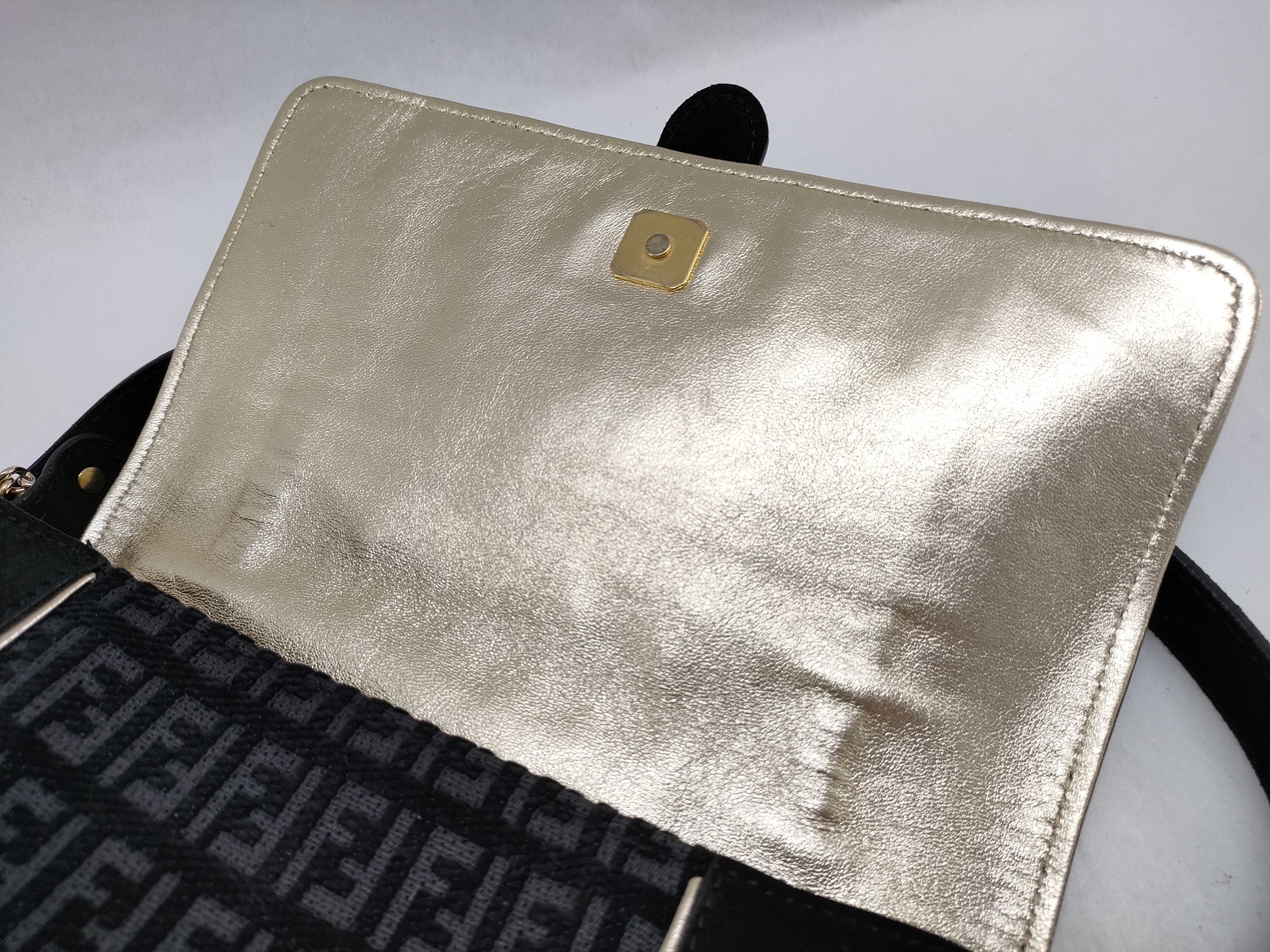 Zucca pattern shoulder bag, black handbag, zucchino suede handbag. — view 8