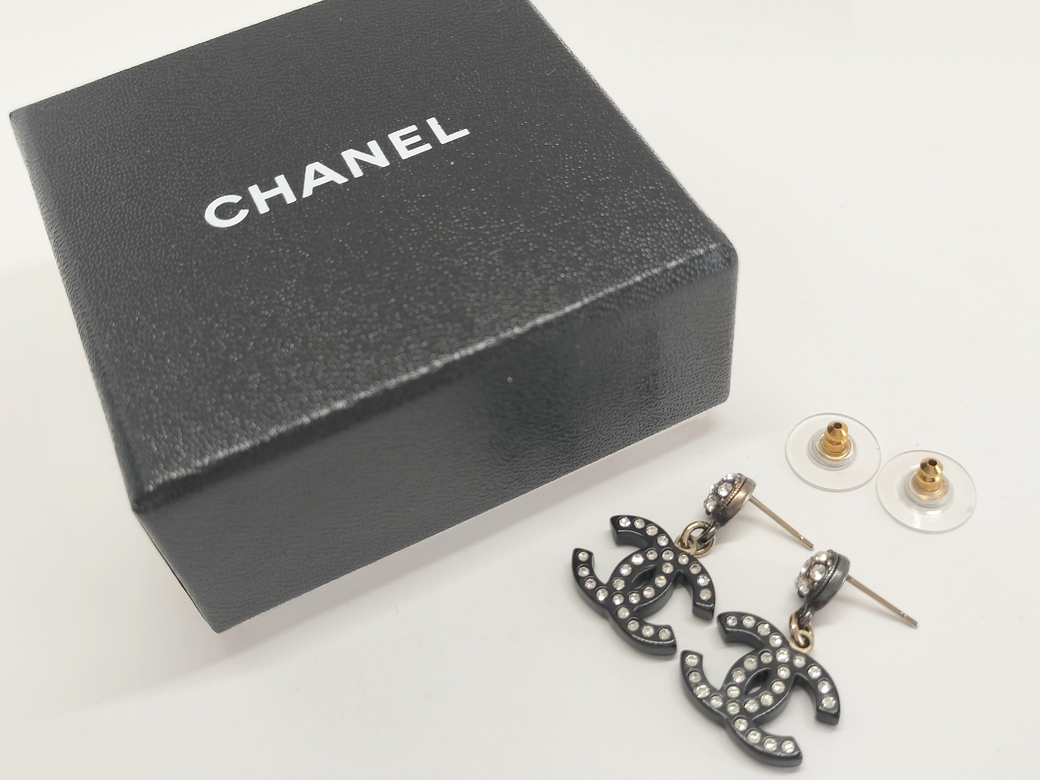 Coco Rhinestone Black Earrings — view 2